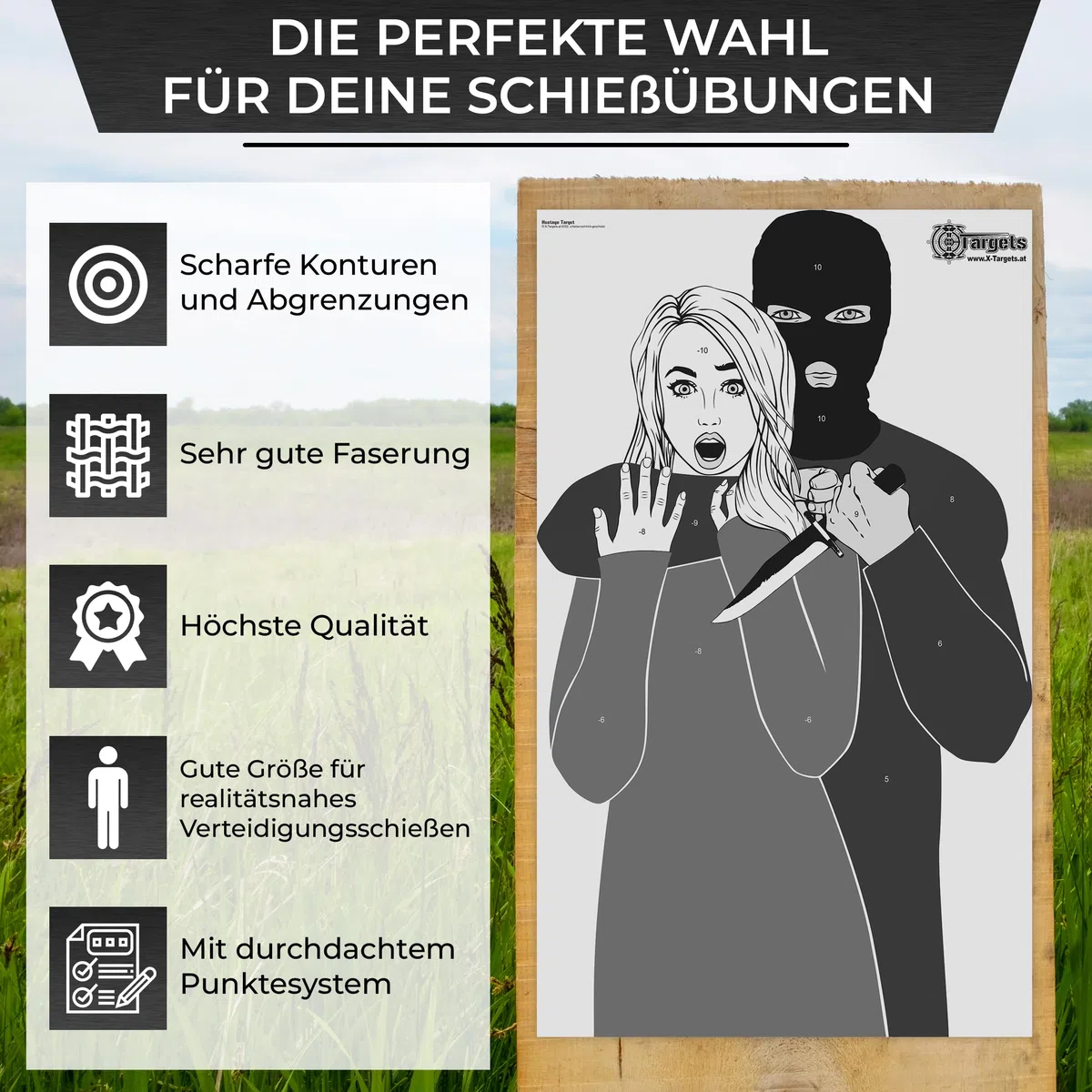 Grande cible Hostage Target, 53 x 84 cm, papier 120 g/m²