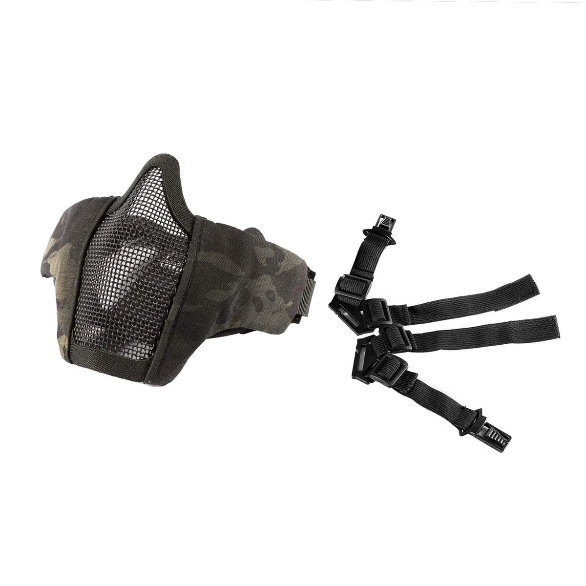 OneTigris Demi-Masque de Protection du Visage Pliable en Maille pour Airsoft Paintball CS L/S