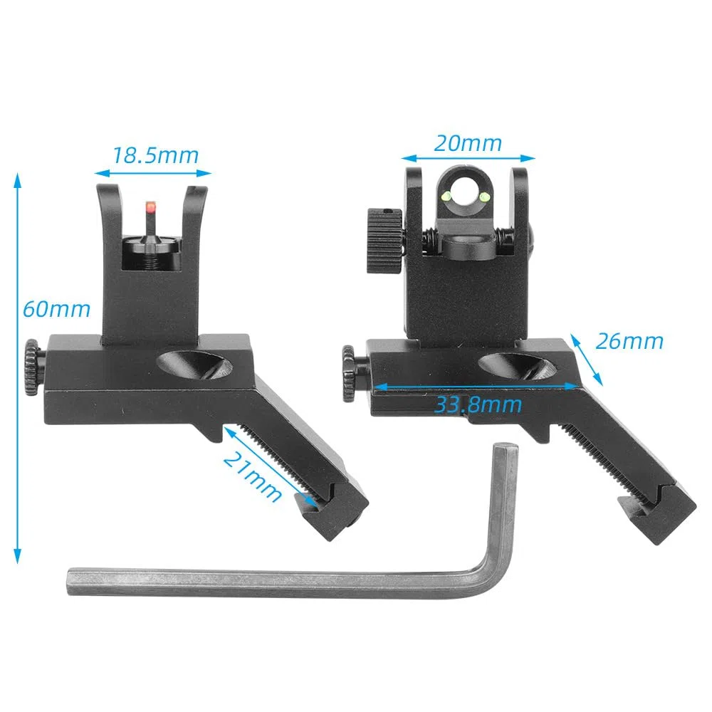 Folding 45 Degree Quick Conversion BUIS Optic Iron Sight for AR15 Front and Rear Wheels
