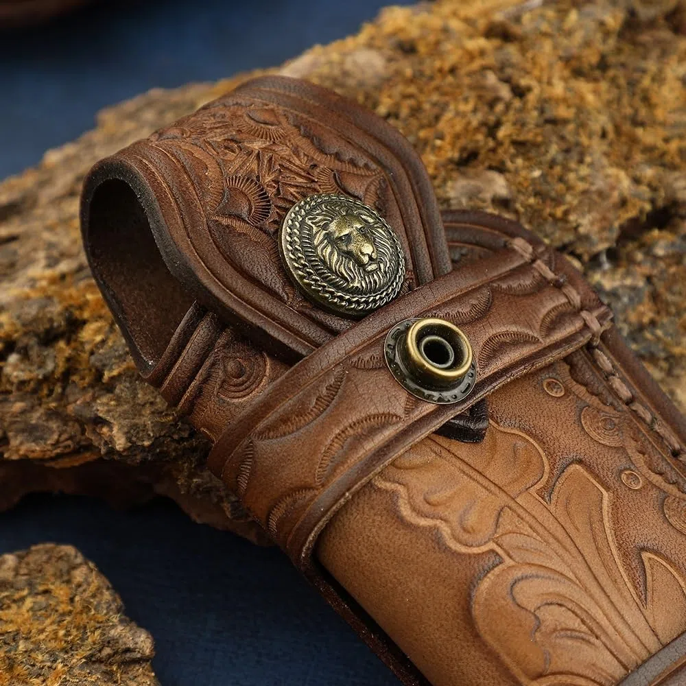 Etui en Cuir 4"-5" pour Couteau Pliant - Gaine Vintage avec Boucle de Ceinture pour Camping, Chasse (sans Couteau)