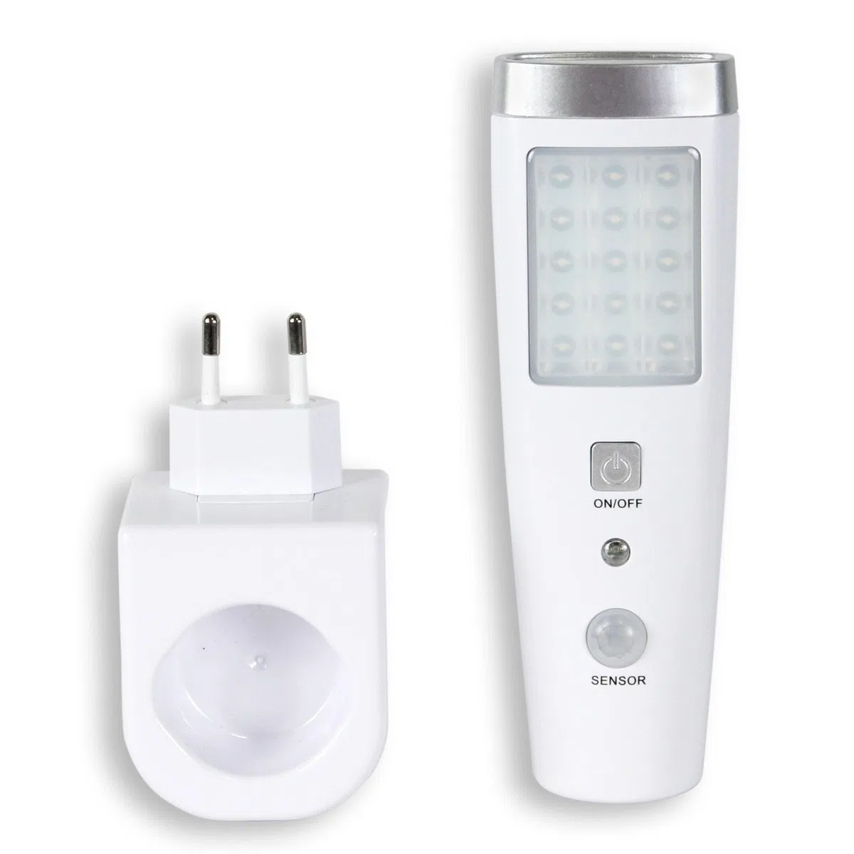Fishtec Lampe Torche et Veilleuse à Détection Automatique - Éclairage 15 et 5 LED avec Charge par Induction - Sécurité Idéale pour Maison et Escaliers - Batterie Rechargeable 15 cm