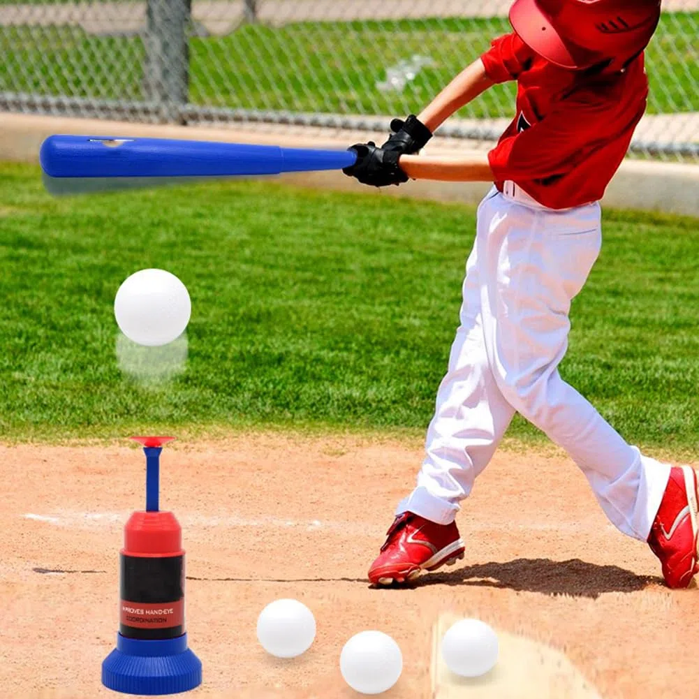 Lanceur de balles Portable à Pression pour entraînement de Baseball avec 3 balles de Baseball pour Sports d'intérieur et d'extérieur et Jeux en Famille