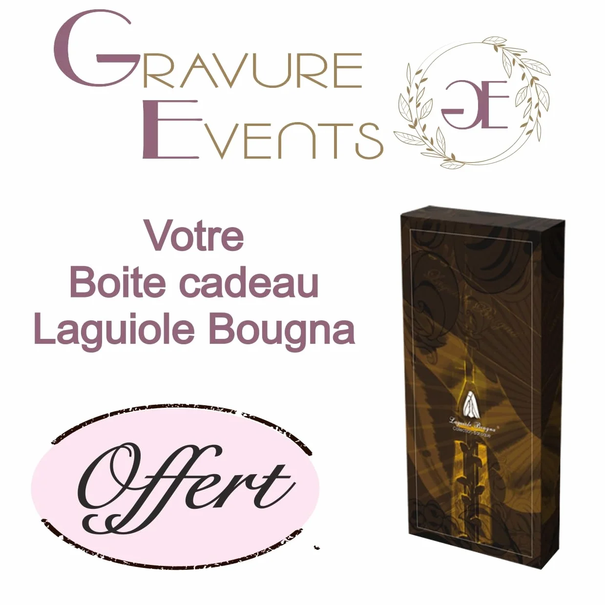 Gravure Events - Couteau Laguiole Bougna Gravé avec Votre Prénom - Cadeau Personnalisé Johnny Hallyday - Manche en Bois - Lame Acier Inoxydable