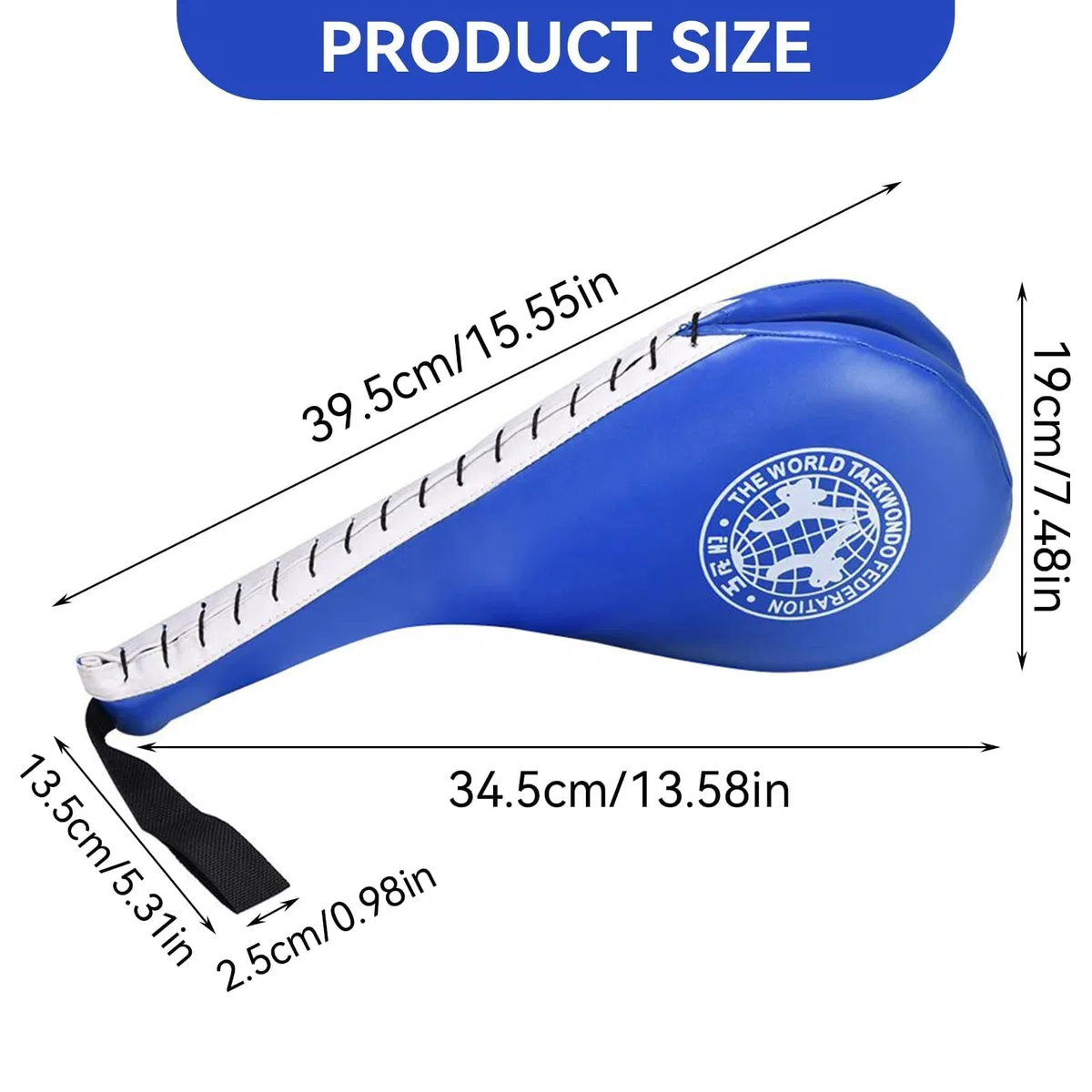 HERCHR Tapis de Kickboxing en PU, 38x19x5cm/15x7,48x1,96 po Coussinets de Frappe de Taekwondo Cible de Frappe Double Taekwondo Cible de Pad de karaté, Kickboxing, Taekwondo Kwon-Do (Bleu)