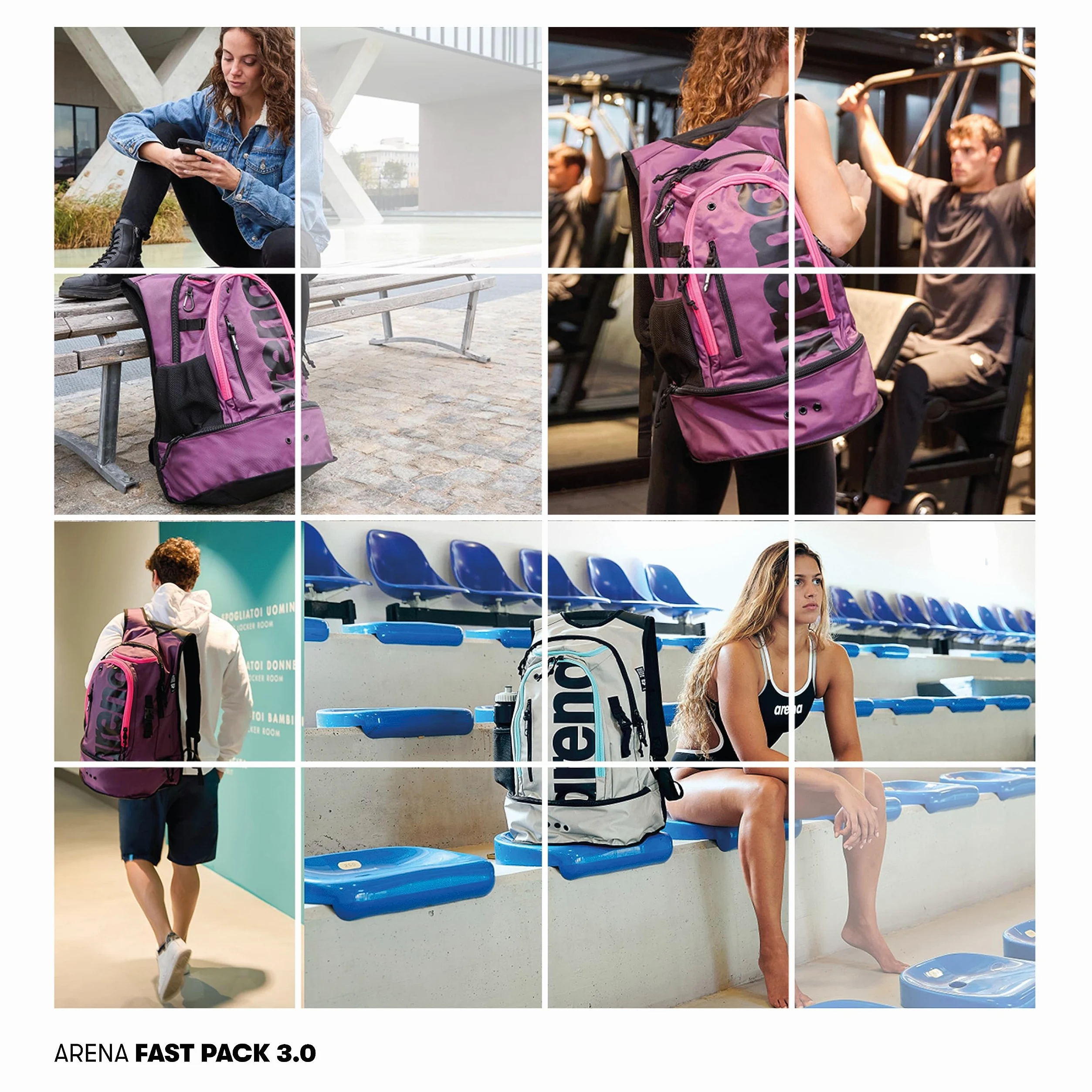 arena Fastpack 3.0 Sac à Dos Sportif pour la Natation, la Mer, le Gymnase et le Sport, Sac de Voyage Hydrofuge avec Bretelles Matelassées, Compartiment pour Chaussures et Vêtements Mouillés, 40 litres