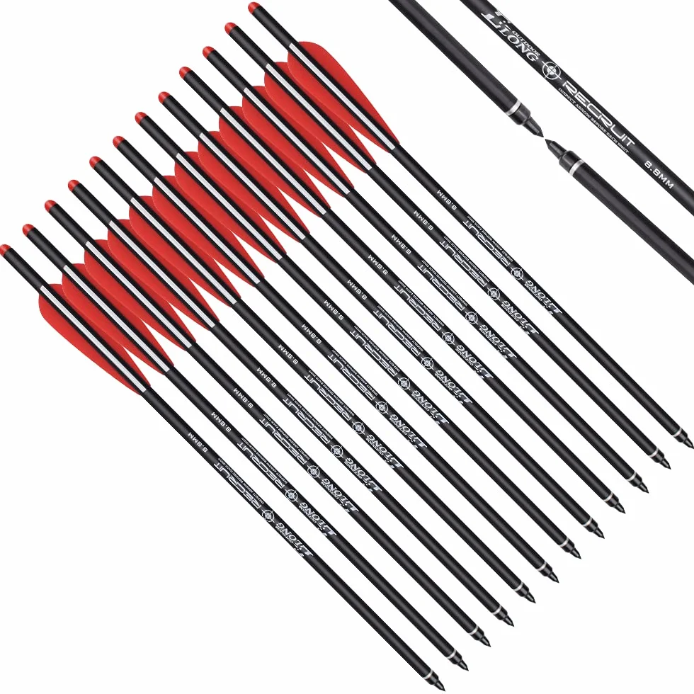 12x flèches en Carbone boulons d'arbalète 16 18 20 22 Pouces flèches de tir à l'arc de Chasse Spine 500 Arc Classique boulons d'arbalète Chasse