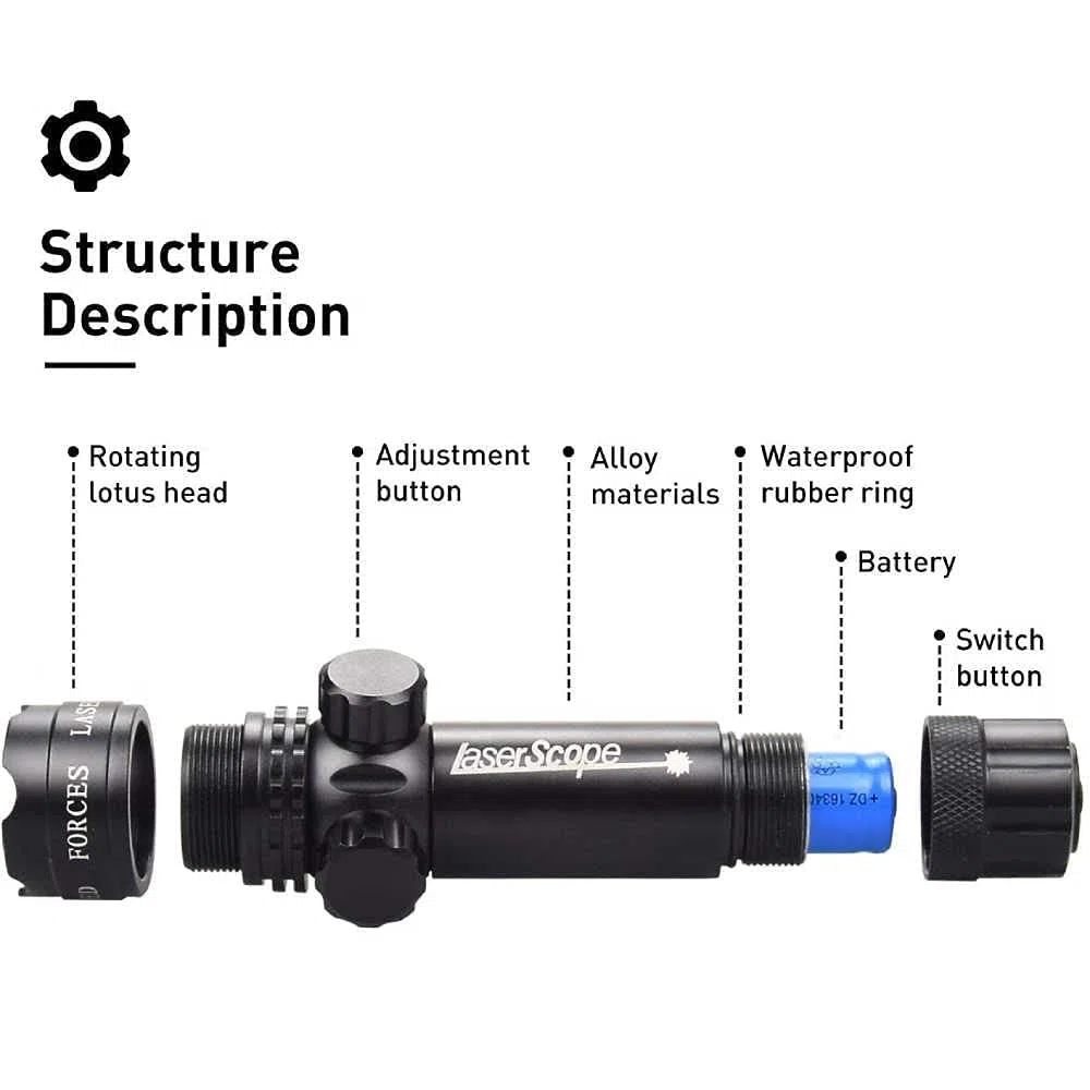 Freelight Anti-choc 532 nm Tactical Green Dot Laser Sight Rifle Gun Scope Rail et Barrel Mount Cap Pressostat avec chargeur