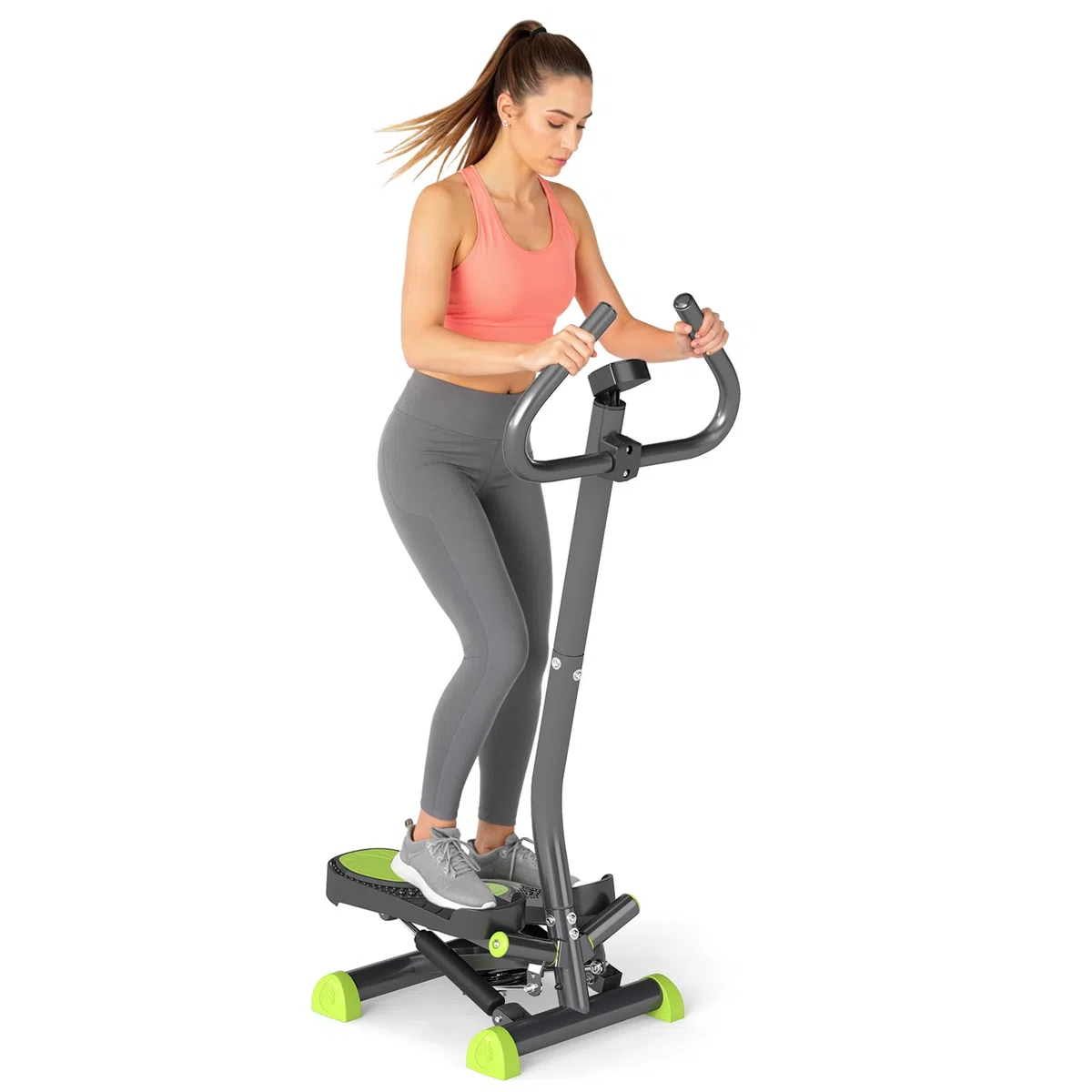 HOMCOM Stepper avec Guidon Stepper Fitness Appartement écran LCD résistance réglable Exercise Hanches Jambes lombes pour Maison Acier
