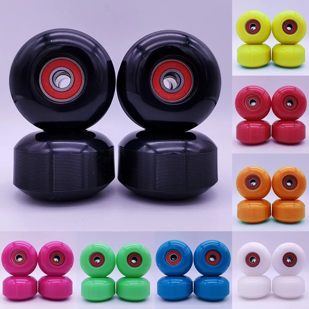 Lot de 4 roues de longboard 95A 52 x 32 mm en polyuréthane souple avec roulements ABEC-9 pour cruising de rue et skateboard en plein air (blanc)