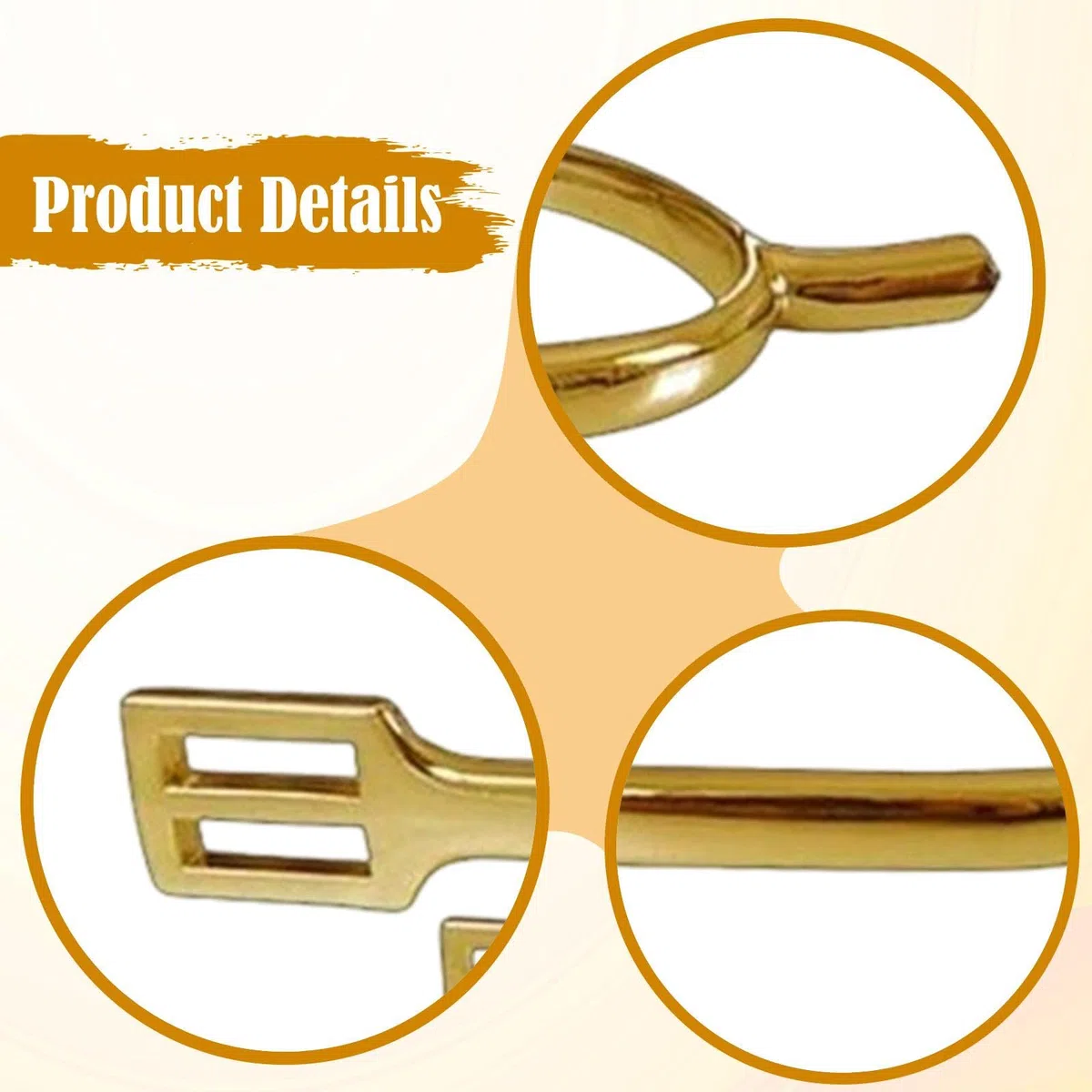perfk Lot de 2 éperons pour Cheval, Accessoires d'équitation, équipement Professionnel en Alliage de Zinc, éperons décoratifs pour Bottes de Cowboy, Or