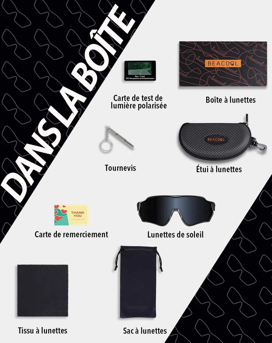 BEACOOL Lunette de Cyclisme polarisées homme femme Lunette de soleil pour Velo Cyclisme Moto Conduite Baseball Alpinisme Running Pêche