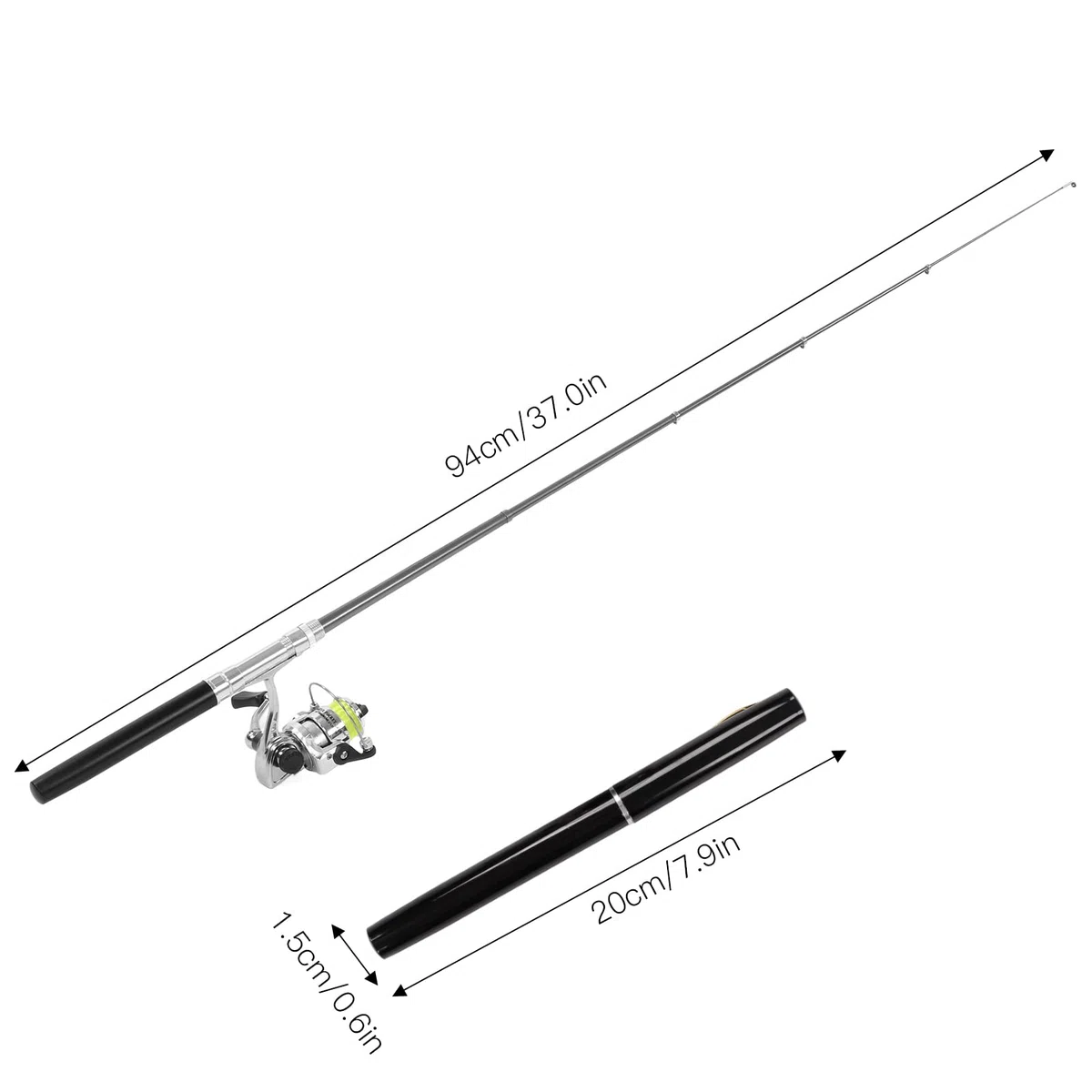 Mini Canne à pêche en Forme de Stylo avec Moulinet, Canne rétractable de Poche Portable pour Les Amateurs de pêche