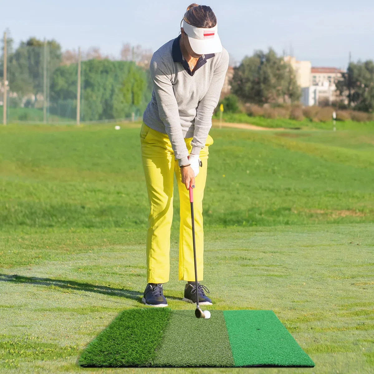 Scott Edward Golf Stroke Pad Rugged Lawn & Fairway Lawn Plusieurs Versions Tapis d'entraînement de Golf Portable Tapis d'entraînement intérieur et extérieur avec 3 Tee en Caoutchouc