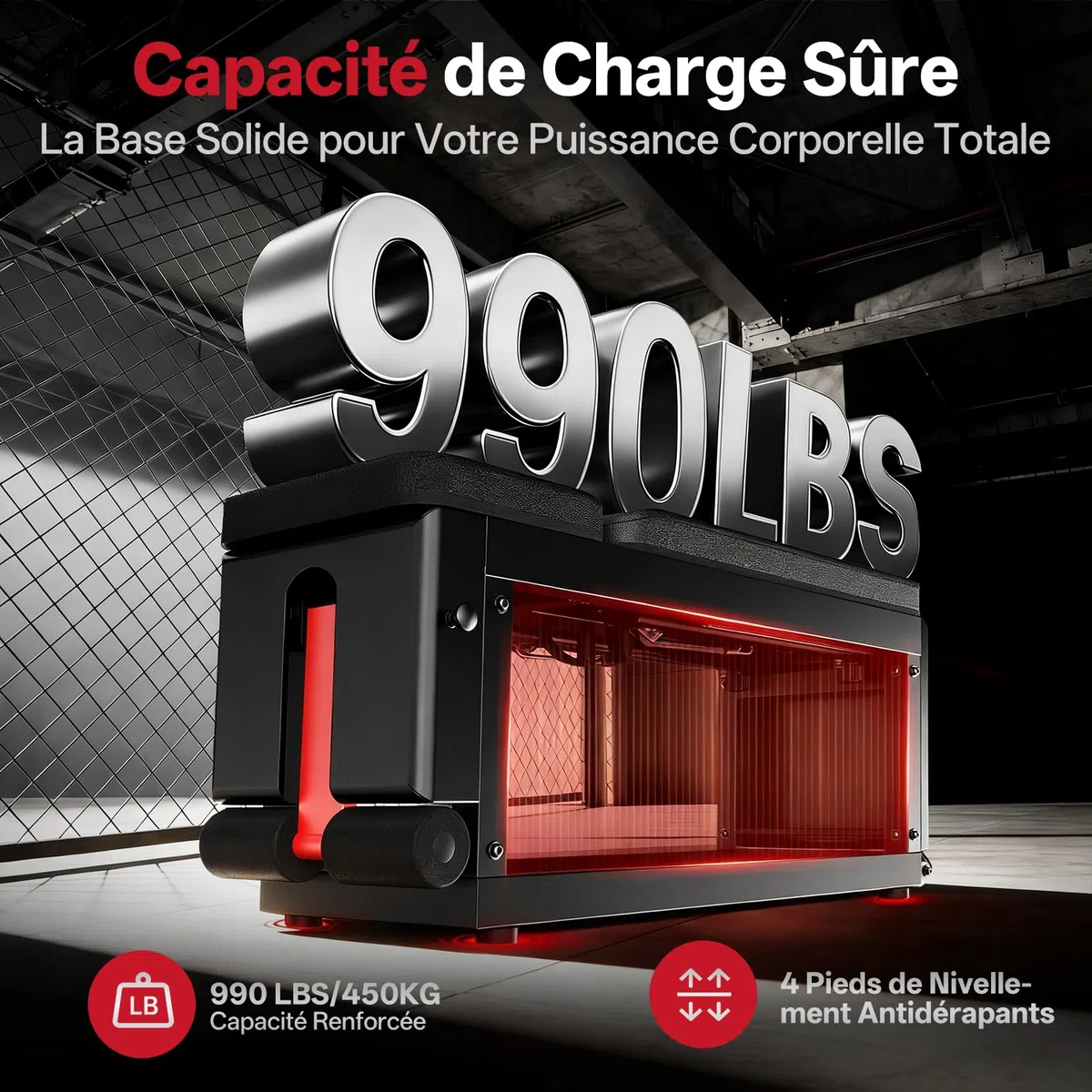JOROTO MD85 Banc de Musculation Réglable avec Rangement Intégré, 990LBS/450KG Capacité Banc Musculation Multifonction, Bras de Traction 9 Positions et Dossier 7 Positions Banc Abdominauxde Inclinable