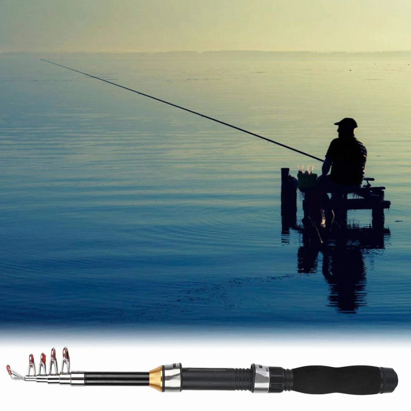 Bnineteenteam Mini Canne à pêche, Petit Poteau de mer Portable Court Poteau antidérapant 1 m Canne à pêche sur Glace bâton de pêche Mini Outils de pêche en mer 28049-100(1.5m)