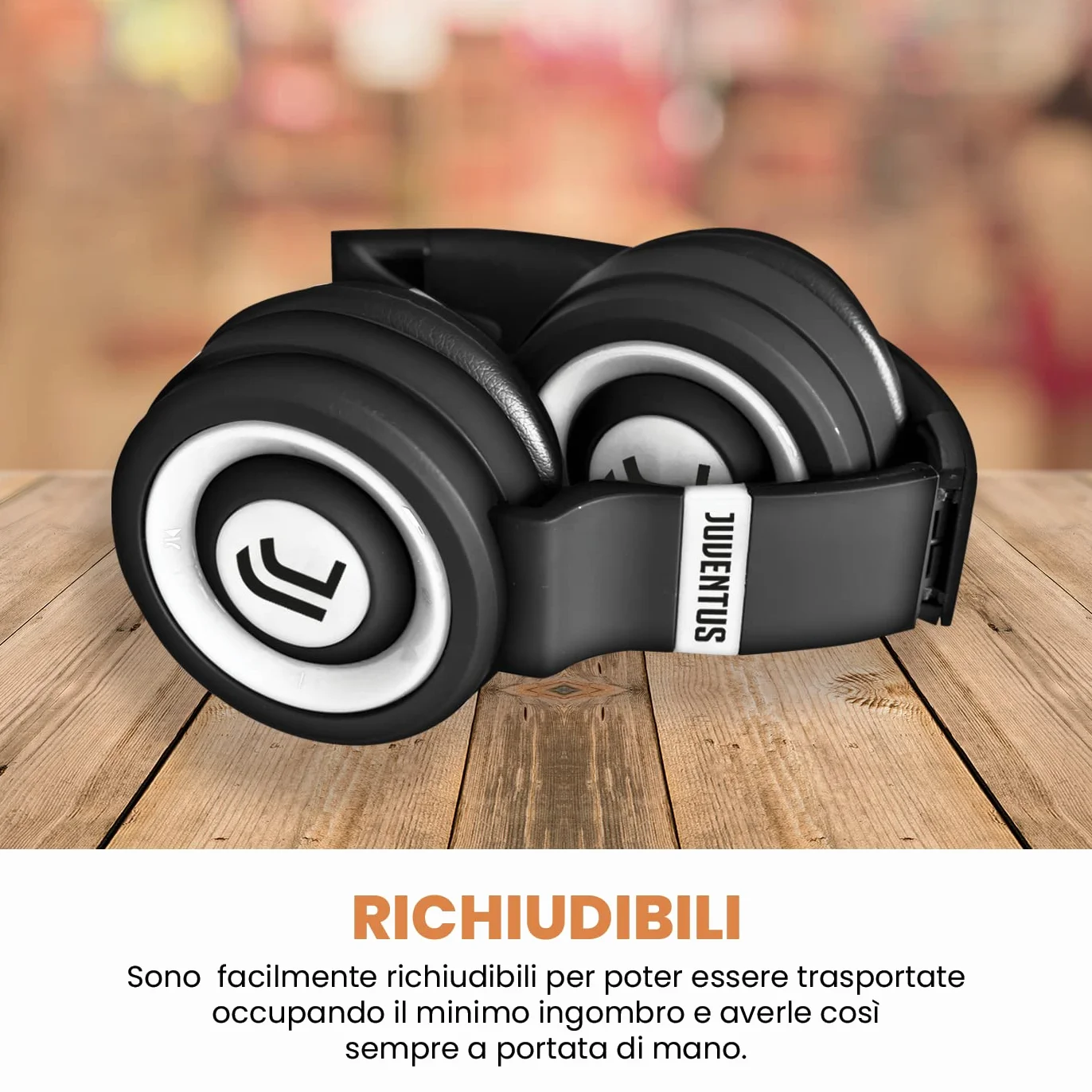 TECHMADE Juventus Casque sans fil avec micro intégré, HiFi stéréo, Micro SD, FM Radio pour iPhone/Android/Voyage/PC (Simple)