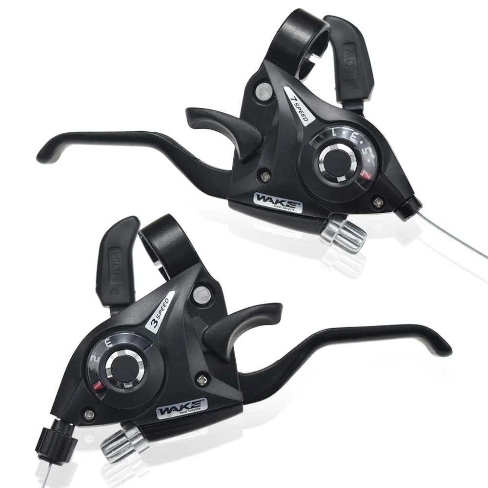CYSKY Manettes de Vitesse 3x7 / 3x8 Vitesses VTT Vélo Frein Shifter, Levier de Vitesse Gauche Droite avec Indicateur de Vitesse et Câble de Frein pour Vélo de Montagne et de Route