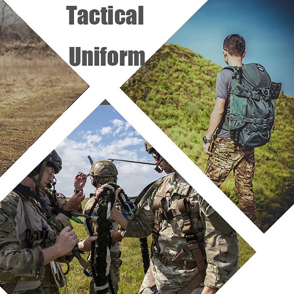 HAZARA Vêtements Airsoft Uniformes Rip-Stop à Manches Longues Vêtements Airsoft avec Coudières,Genouillères Et Gants De Combat Equipement De Paintball,Camo-M