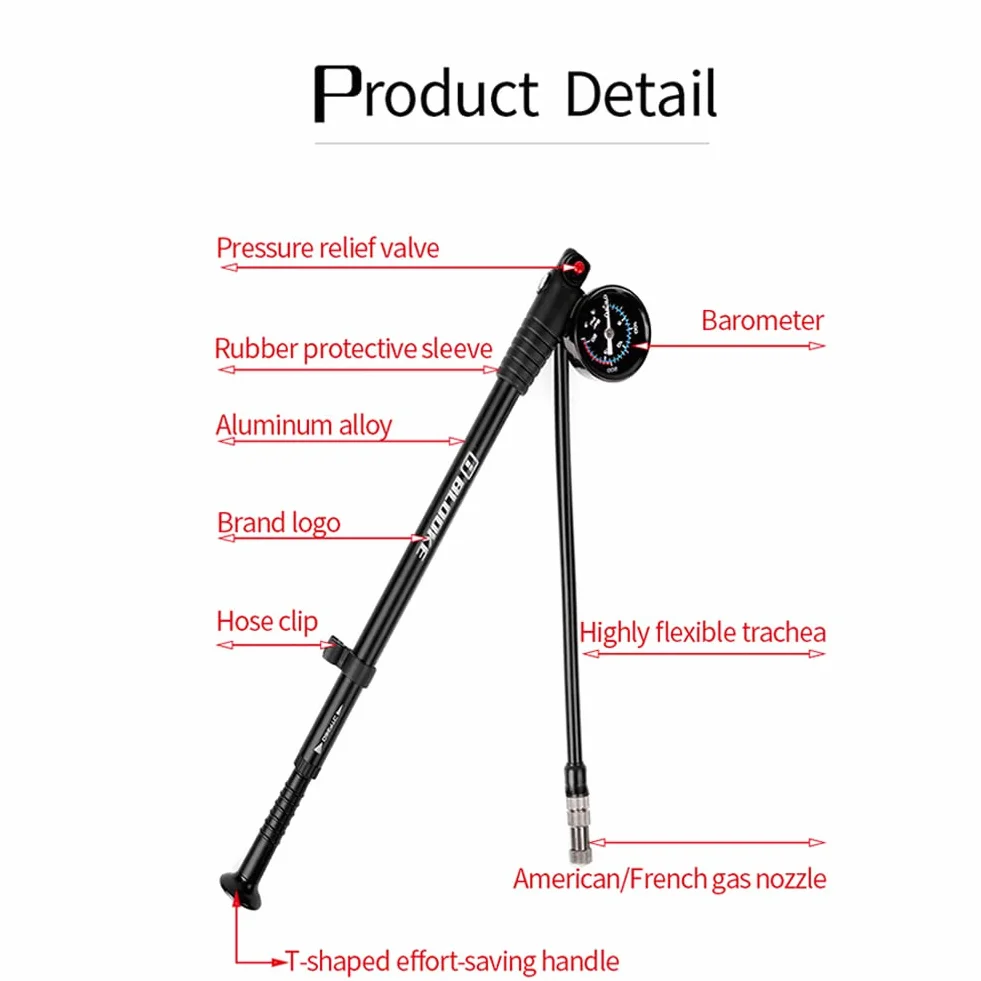 SPORTARC Pompe d'amortisseur de vélo pour VTT, vélo de route et moto - Haute pression 300 psi pour fourche avant et arrière et amortisseurs pneumatiques (noir)