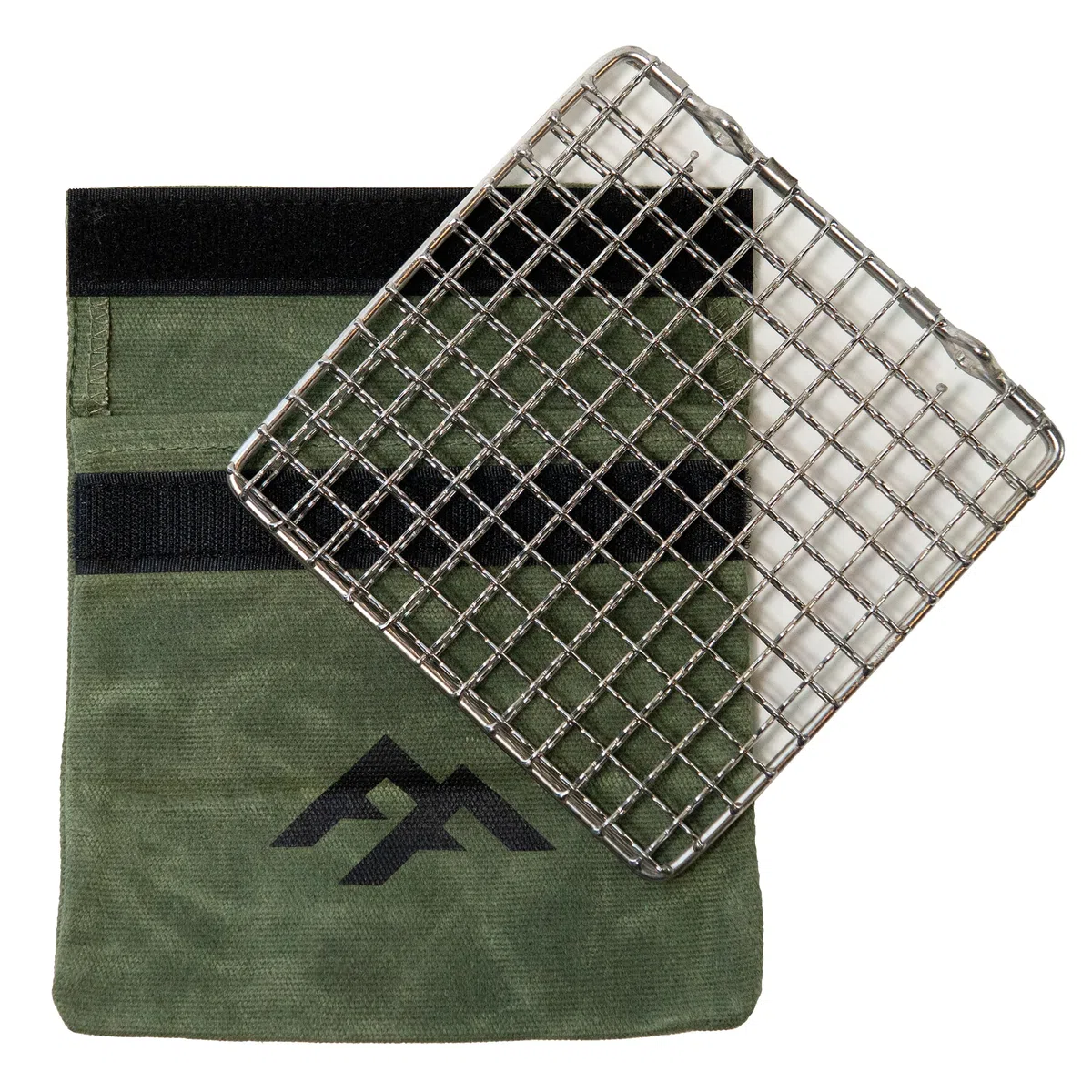 Forest Fundamentals Gril pliable en acier inoxydable 304 | Grille de cuisson légère et portable pour le bushcraft, le camping, la randonnée et la randonnée | Comprend un sac de transport en toile de