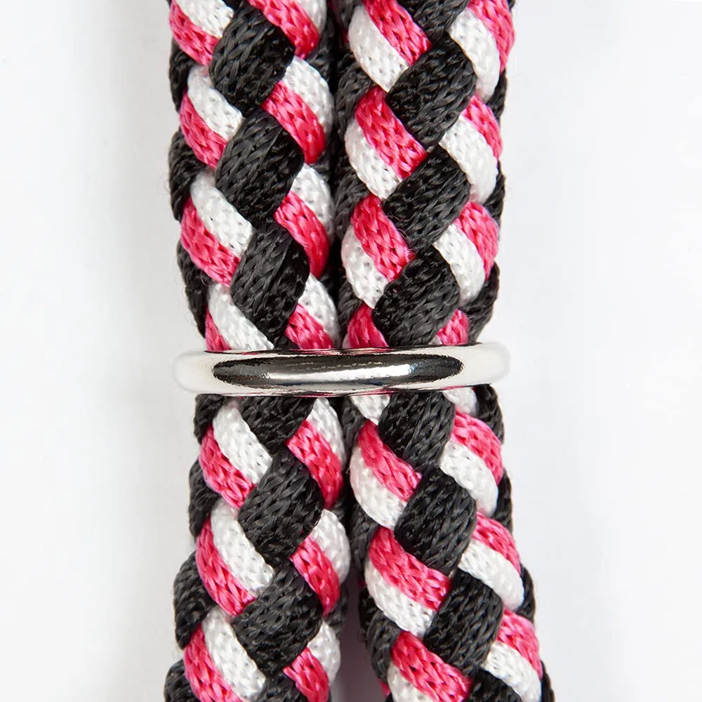PFIFF 102932 Collier de Cheval Rond Tressé Réglable Noir/Rose