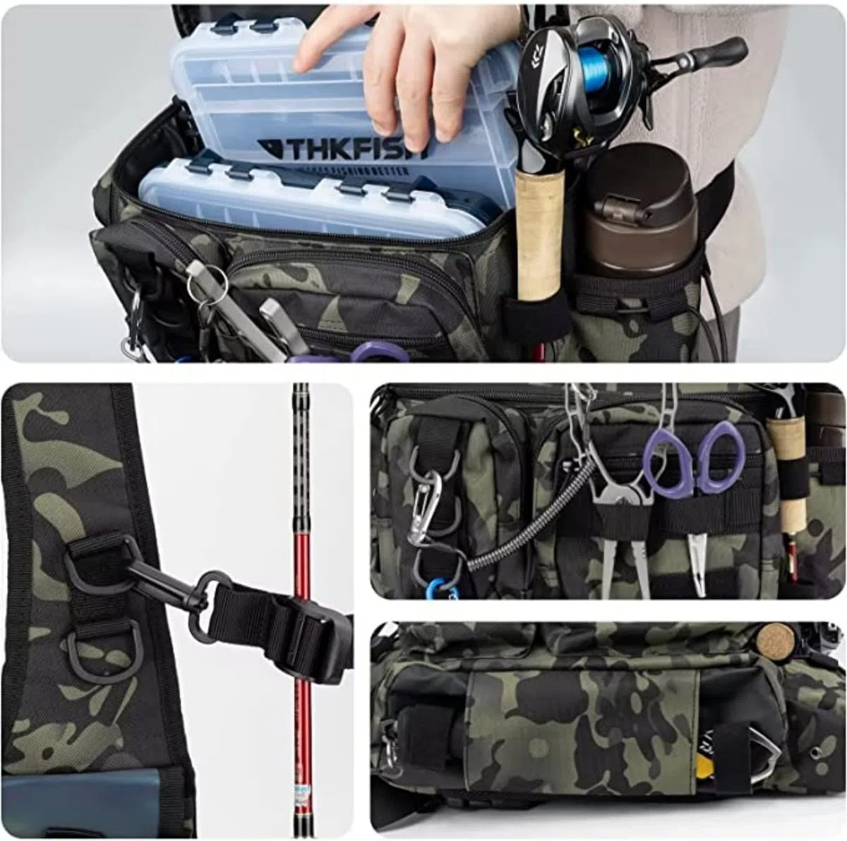 Sac à outils de pêche, sac de rangement de matériel de pêche, sac à dos de pêche léger, sac à outils pour la pêche, la randonnée, la chasse, le camping