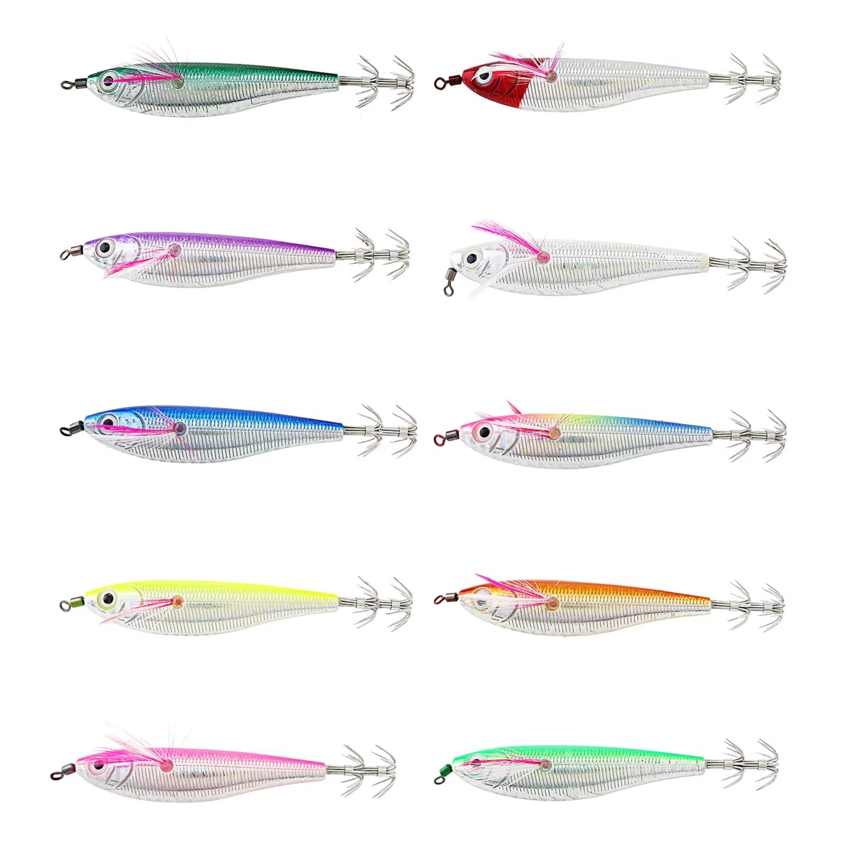 Lot de 10 leurres de pêche au calmar, leurres de pêche aux appâts durs pour crevettes, leurres de pêche au Poulpe aux crevettes pour la pêche au calmar de Poulpe de seiche