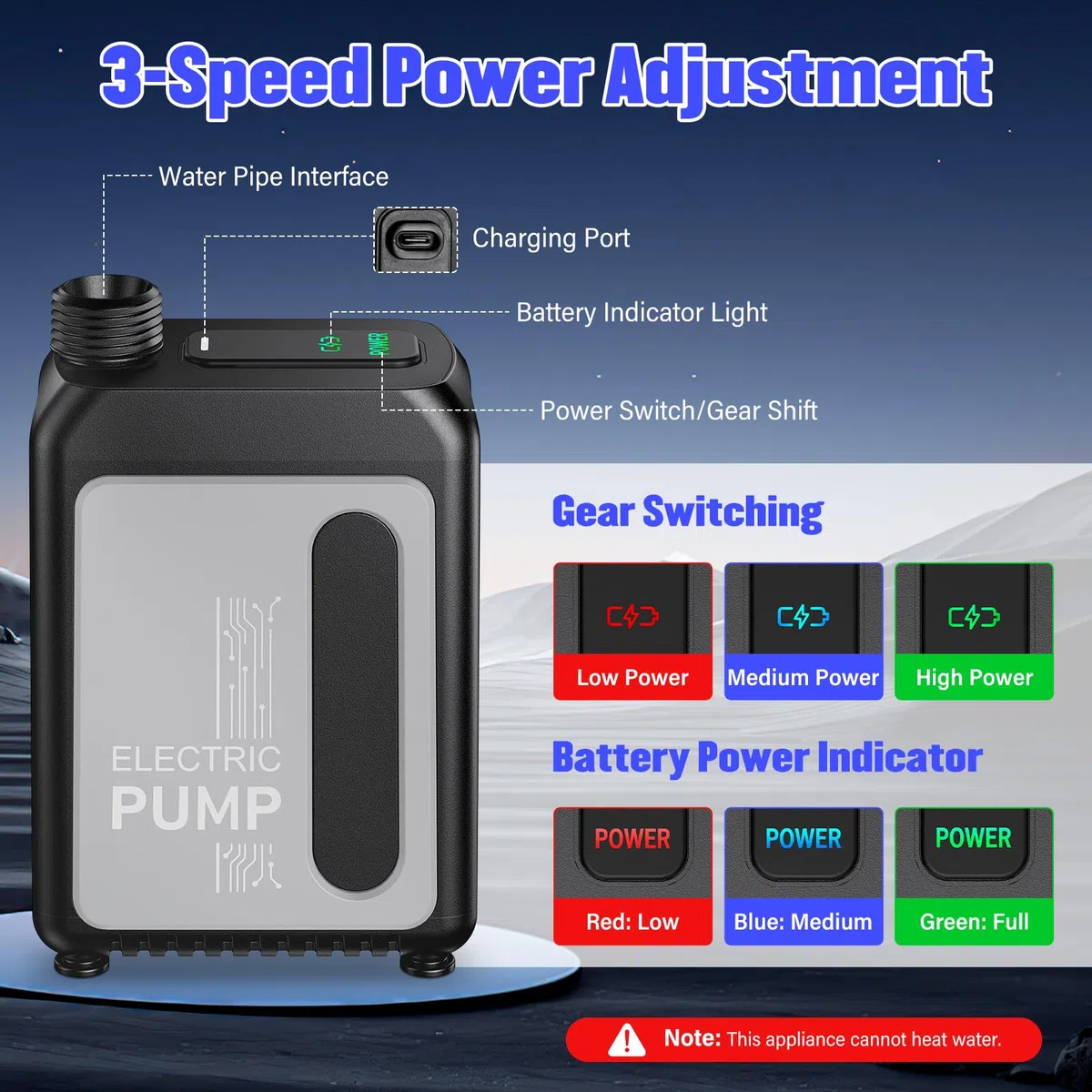 Rsaoty Kit Douche de Camping, 4000mAh Douche de Camping Rechargeable, Portable Camping Douche, Étanche IPX8, pour randonnée, Camping, Plage, Voyage