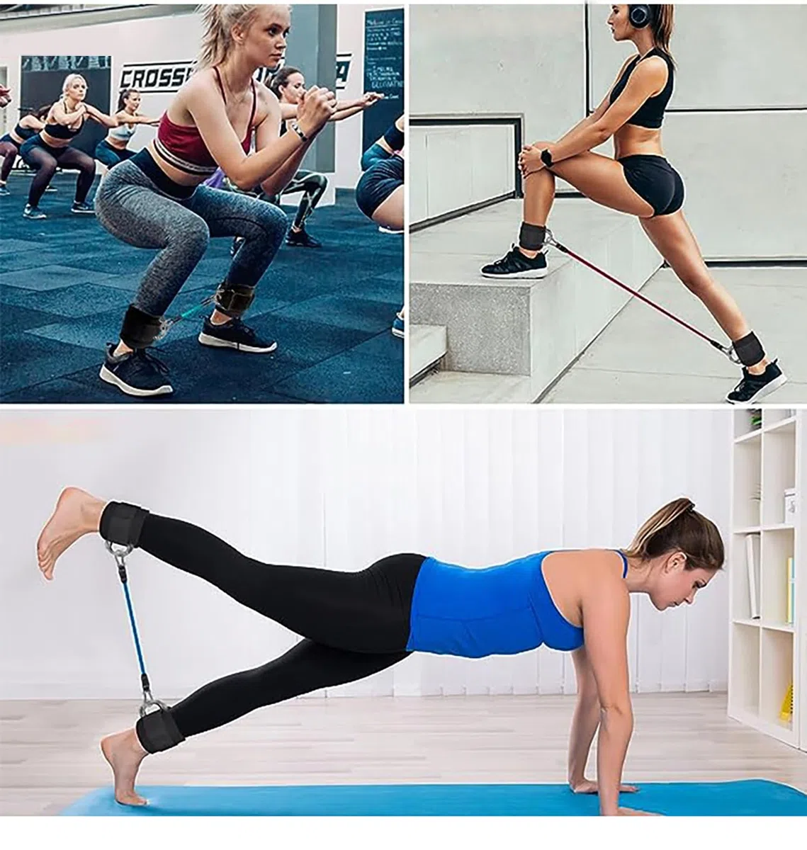 Sangle Cheville Musculation Poulie - 1 jeu Footstrap Câble de Traction Pour L'entraînement Fitness à la Straps Bracelets Femme et Homme Ankle Unisex Footstraps Fortement Rembourré Noir