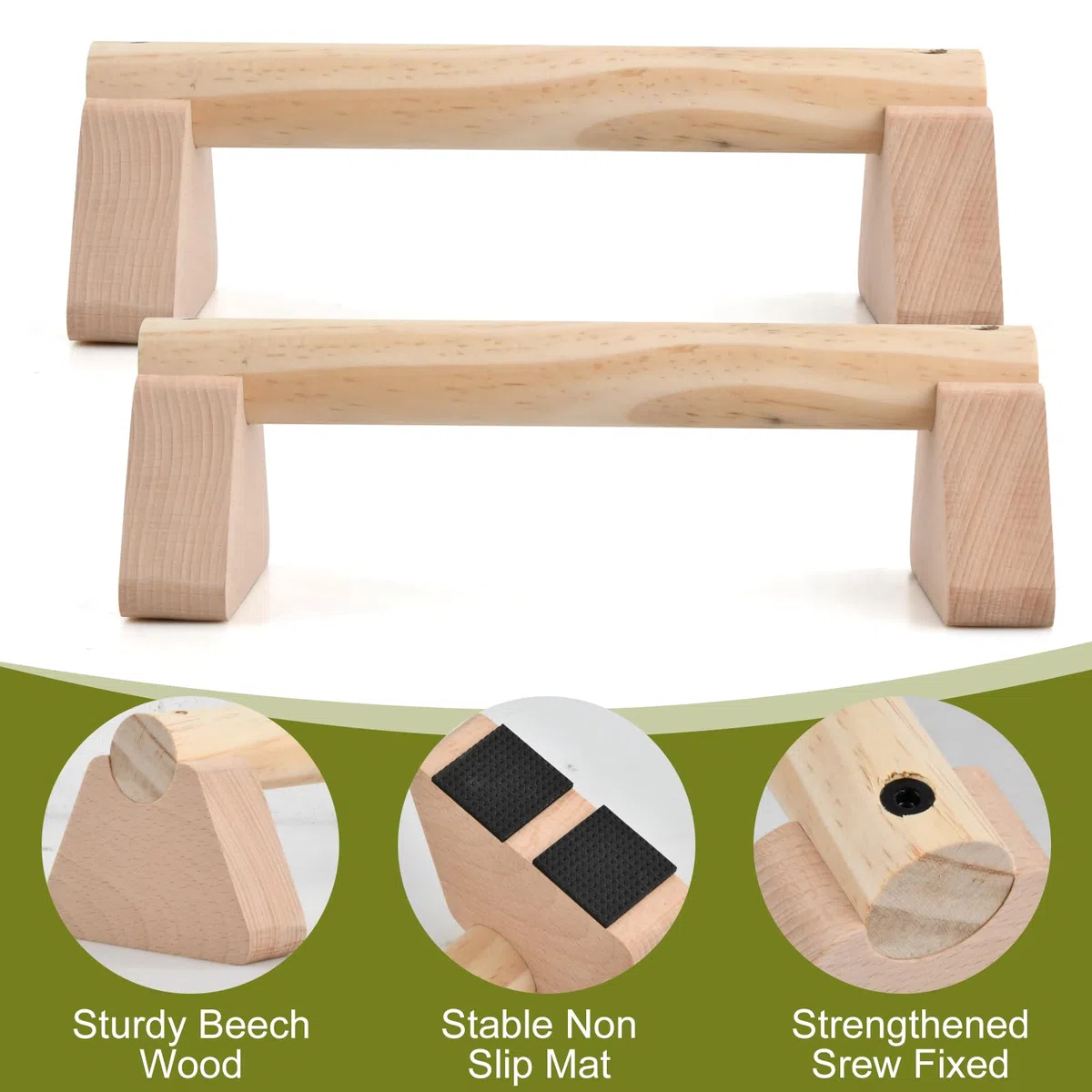 2 Pcs Barre Parallele 25cm, Barre Dips avec Base Antidérapante, Poignée Épaisse, Capacité Charge 300kg, Parallettes Calisthenics, Haltere Musculation, Poutre Gymnastique pour Push Up Yoga