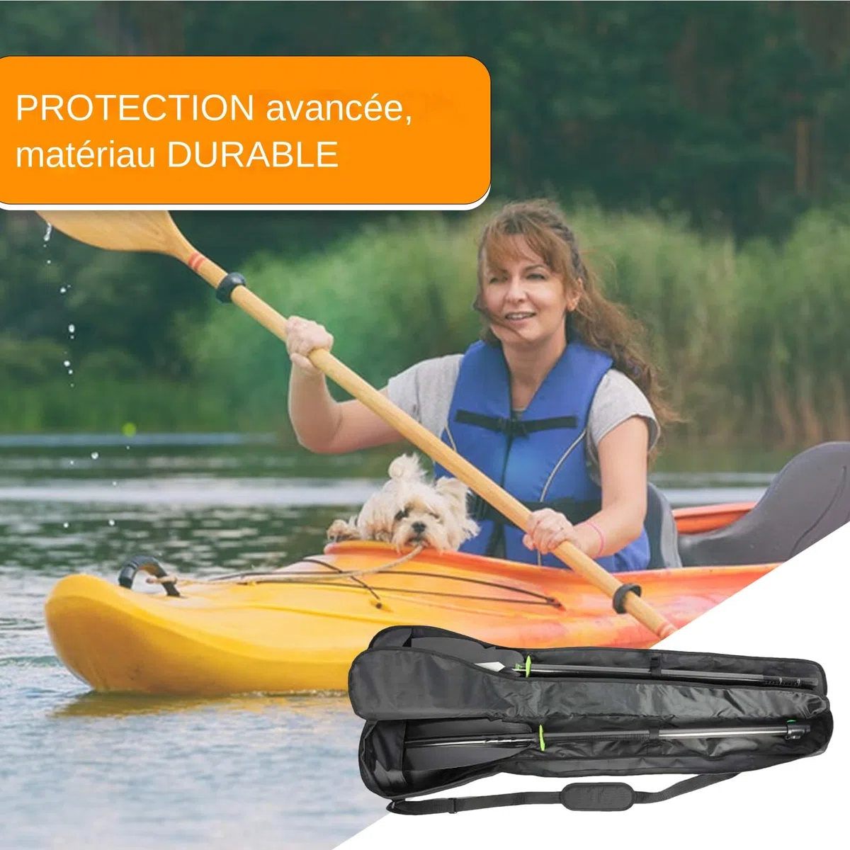 Générique Housse Rangement Pagaie Kayak - Tissu Oxford 130x25x7cm | Sac Doubles-Têtes | Organisateur Imperméable Trois-Sections avec Sangle Ajustable pour Sports Bandoulière Réglable