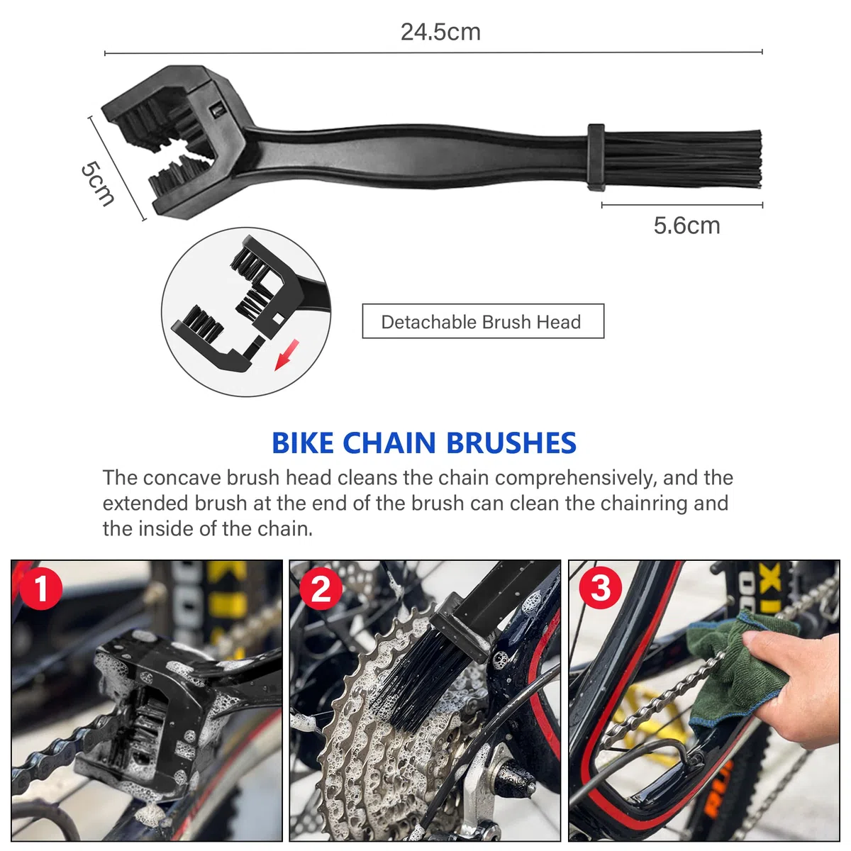 Nettoyant pour Chaîne de Vélo, Kit de Nettoyage pour Vélos avec 100 ml Huile pour Chaîne de Vélo et 300 ml Spray de Nettoyage, Kit Nettoyant Lubrifiant pour Chaîne avec Brosses
