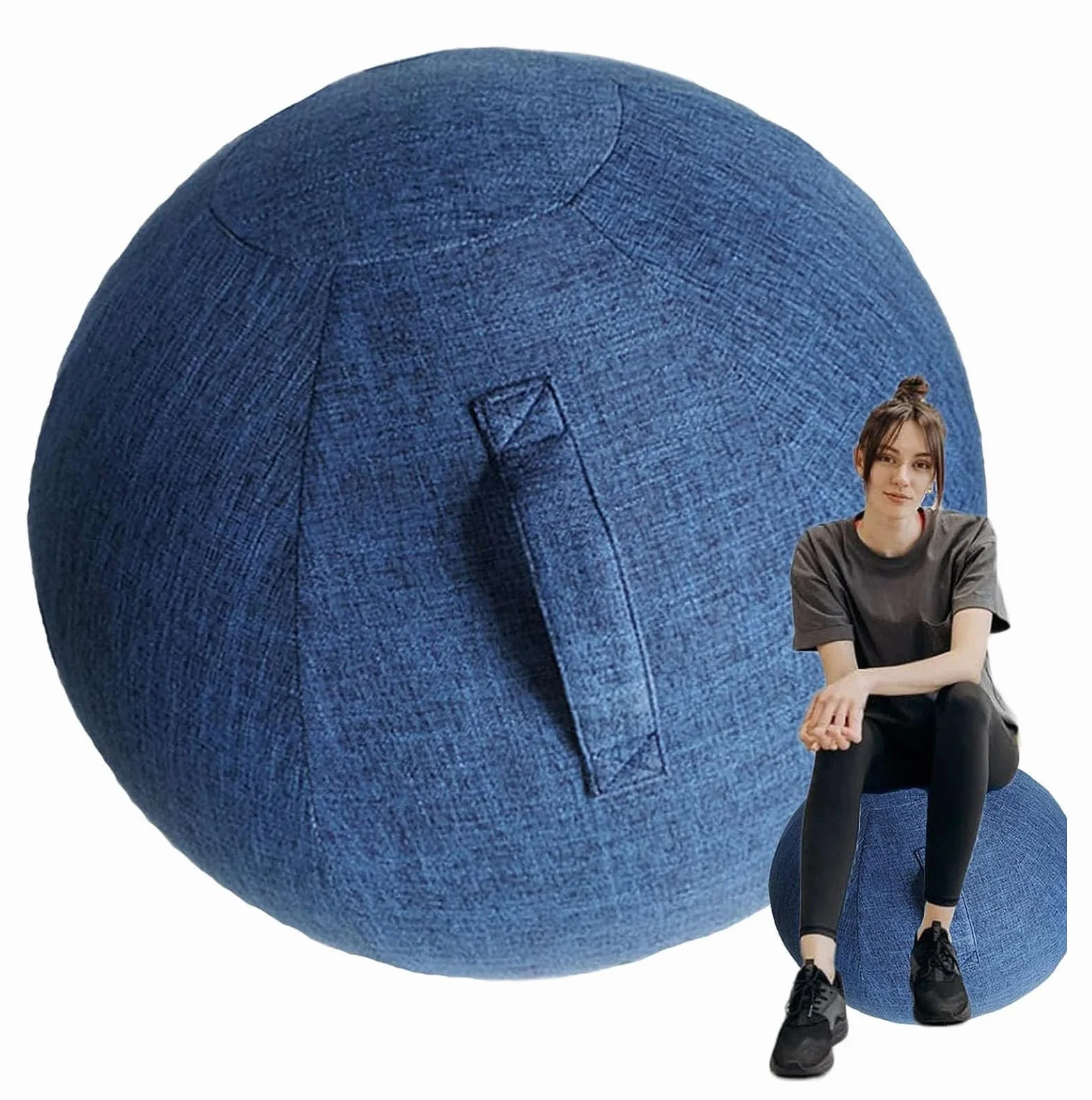 Housse de ballon de yoga de 85 cm, accessoires de balle de yoga, protection de chaise de ballon d'exercice anti-rayures avec poignée pour ballon de stabilité, ballon de fitness, ballon