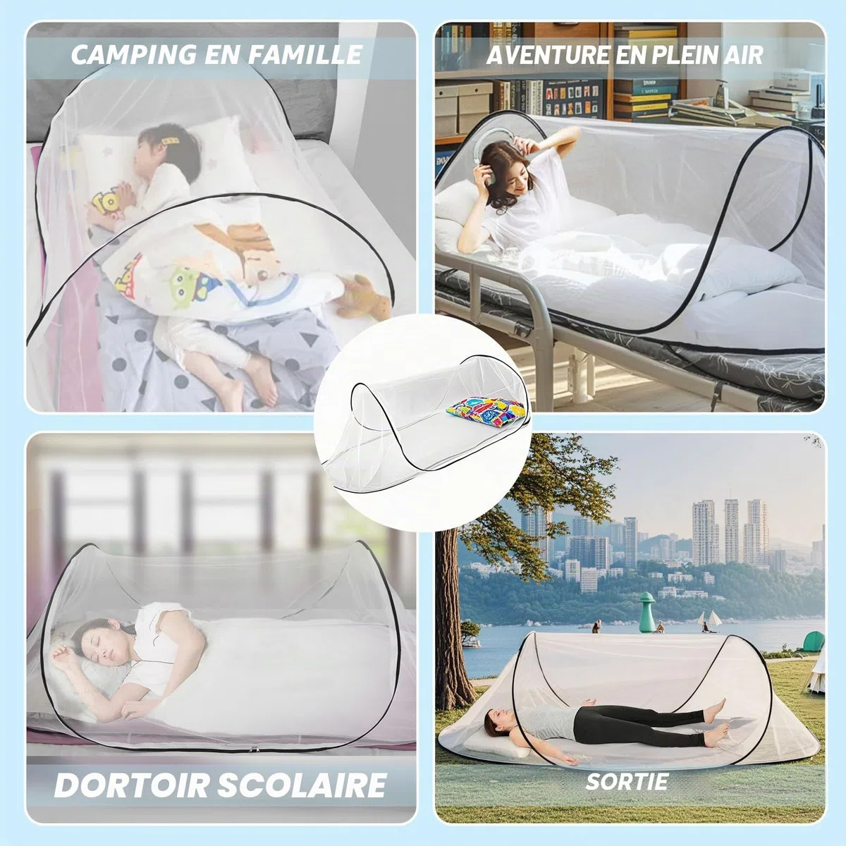Moustiquaire Pop Up, 200 x 80 x 56 cm Moustiquaire Pliable, Moustiquaire de Camping Portable pour Lit, Voyage, Camping en Plein Air Confortable, Rapide et Portable