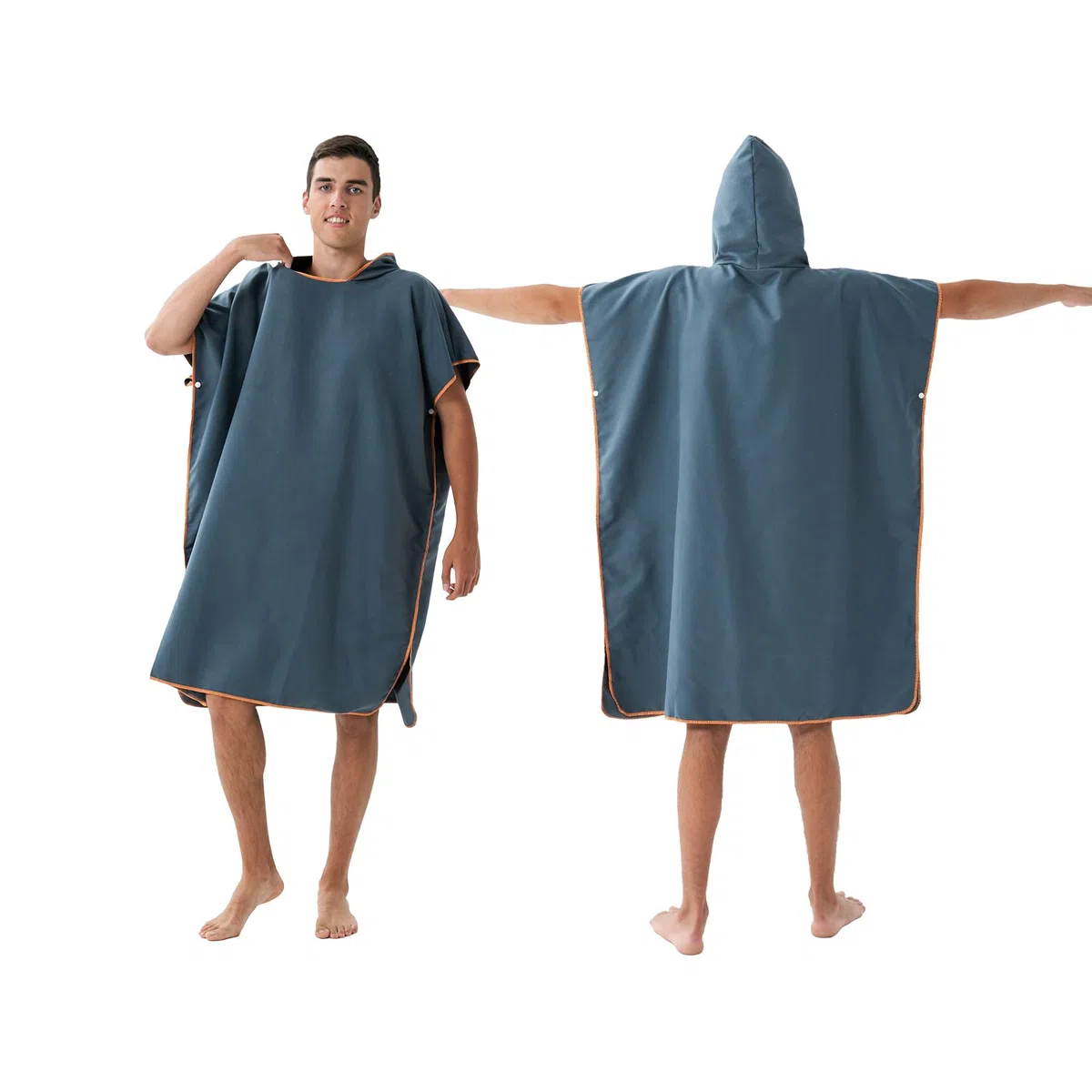 Adulte Microfibre Serviette de Plage Piscine Poncho Surf avec Capuchepour Hommes Femmes Été Surfant Camping Voyage, Bleu Marine