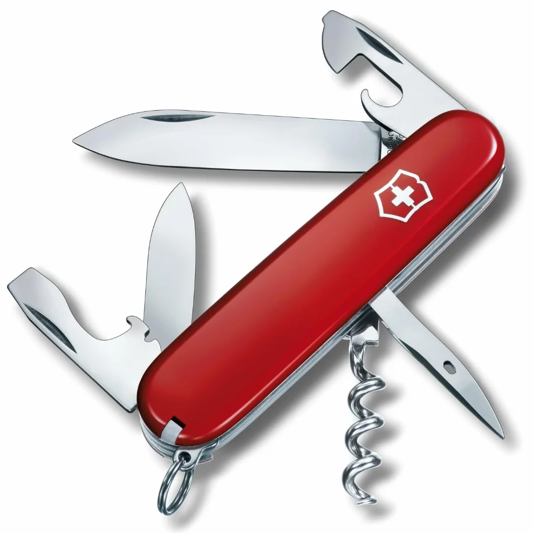 Victorinox Spartan Couteau de Poche Suisse, Léger, Multitool, 12 Fonctions, Lame, Ouvre Boite, Tire Bouchon, Rouge