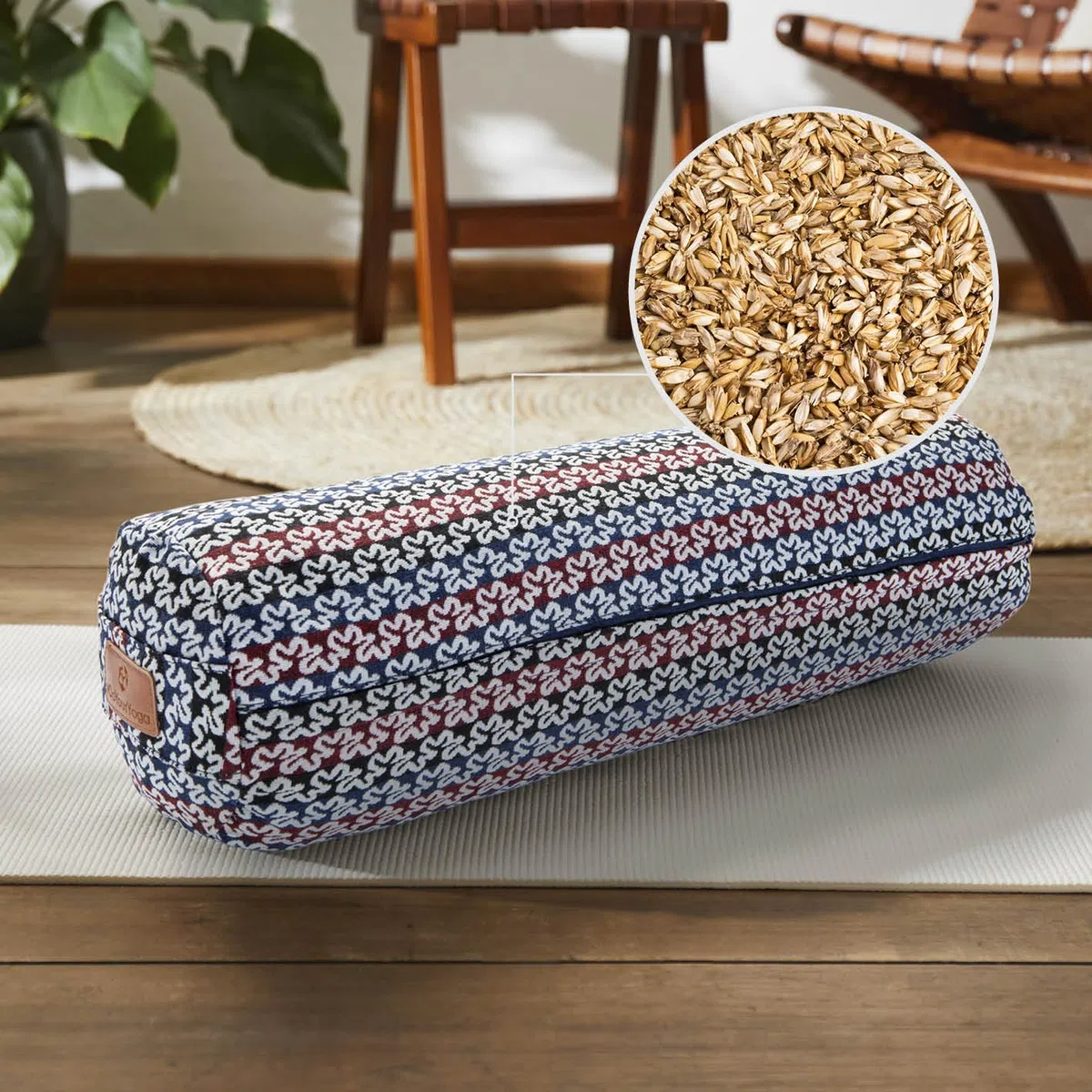 #DoYourYoga Coussin cylindrique pour yoga | 68cm x 22cm | Remplissage d'épeautre bio ou de cosses de sarrasin bio | Housse lavable | Coussin de yoga & siège de méditation | Coussin zafu pour yin yoga