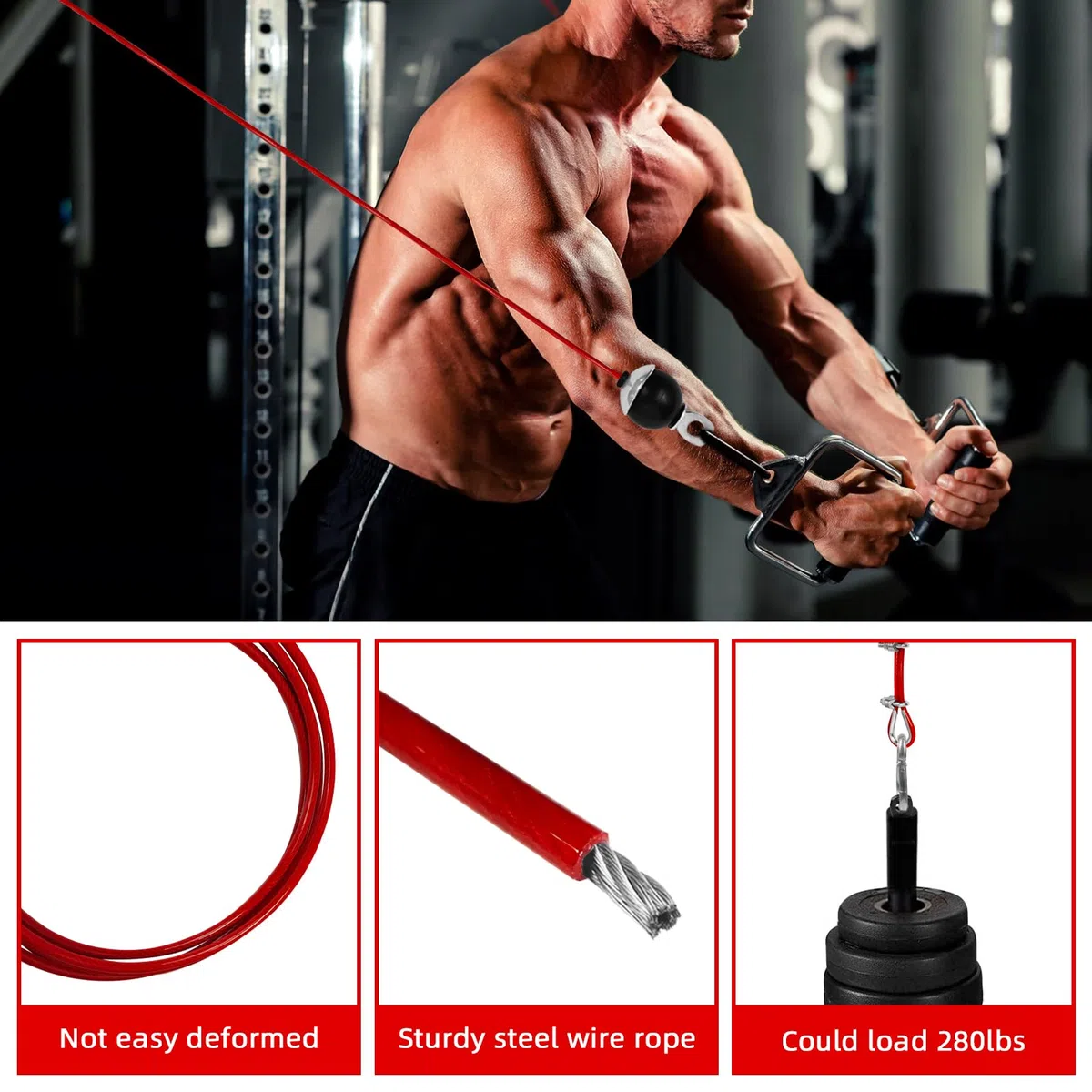 Cable Poulie Musculation, Câble De Gymnastique Fitness Gym Banc Cable Acier Tirage Appareil Musculation