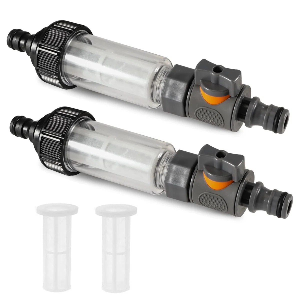Beatific Lot de 2 filtres à eau pour camping-car avec tamis de rechange avec adaptateur rapide 3/4" et vanne de régulation, avec insert de filtre à eau, pour camping-cars, caravanes et accessoires de