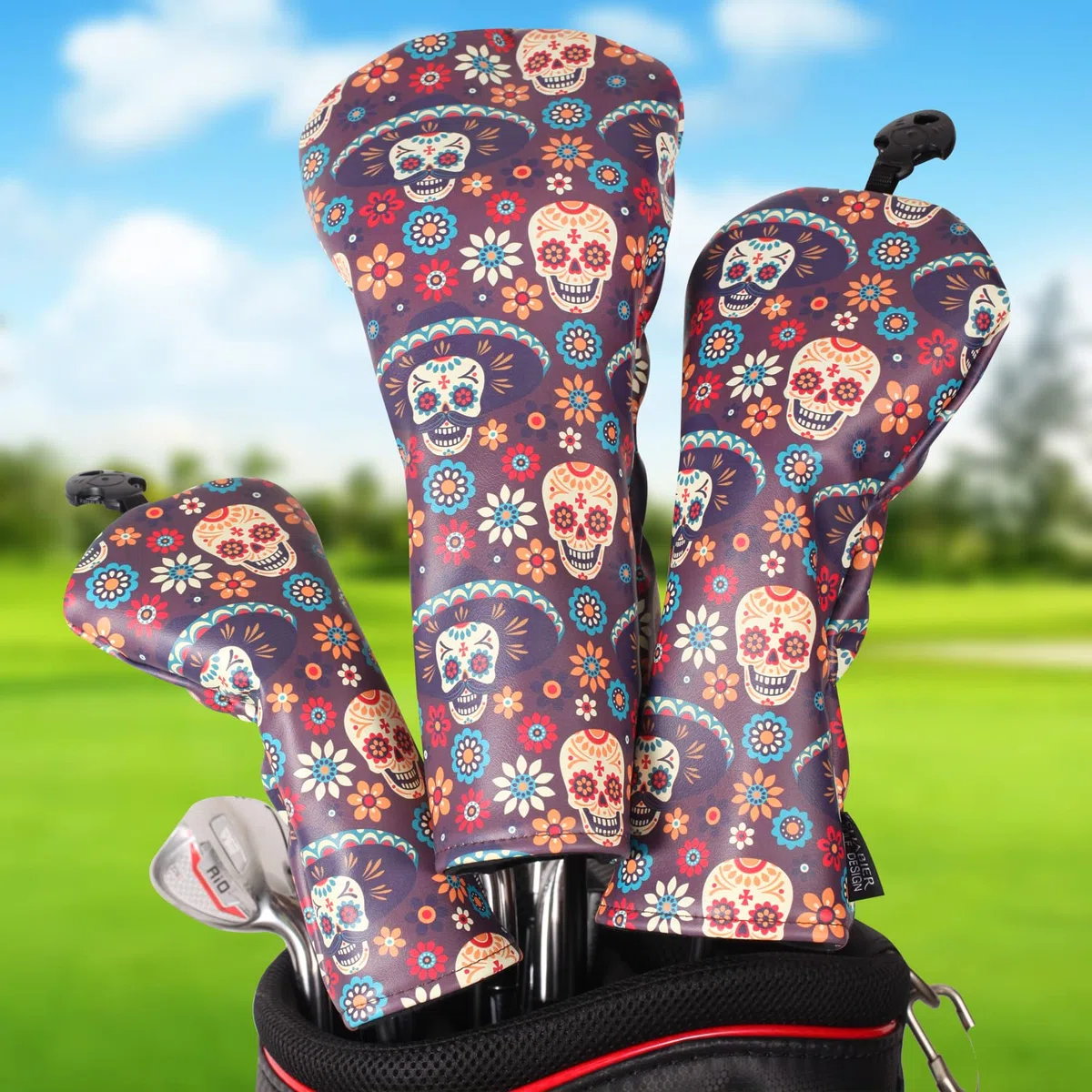 Couvre-Club de Golf en Bois avec Motif tête de Mort pour Taylormade M5 M6 Head Club