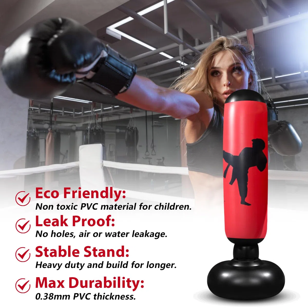 Sac de Frappe Enfant, Punching Ball Enfants, Sac de Boxe Gonflable pour Enfants, Fitness de Boxe Target Sac, Cadeau pour GarçOns et Les Filles 5 à 12 Ans, pour la Pratique du Karate Taekwondo