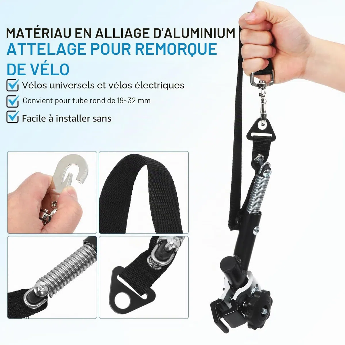 Attache Remorque Velo, Fixation Remorque Velo Universal Bike Libération Vélo Coupleur Adaptateur pour Enfants Enfant Pet Vélo Cargo
