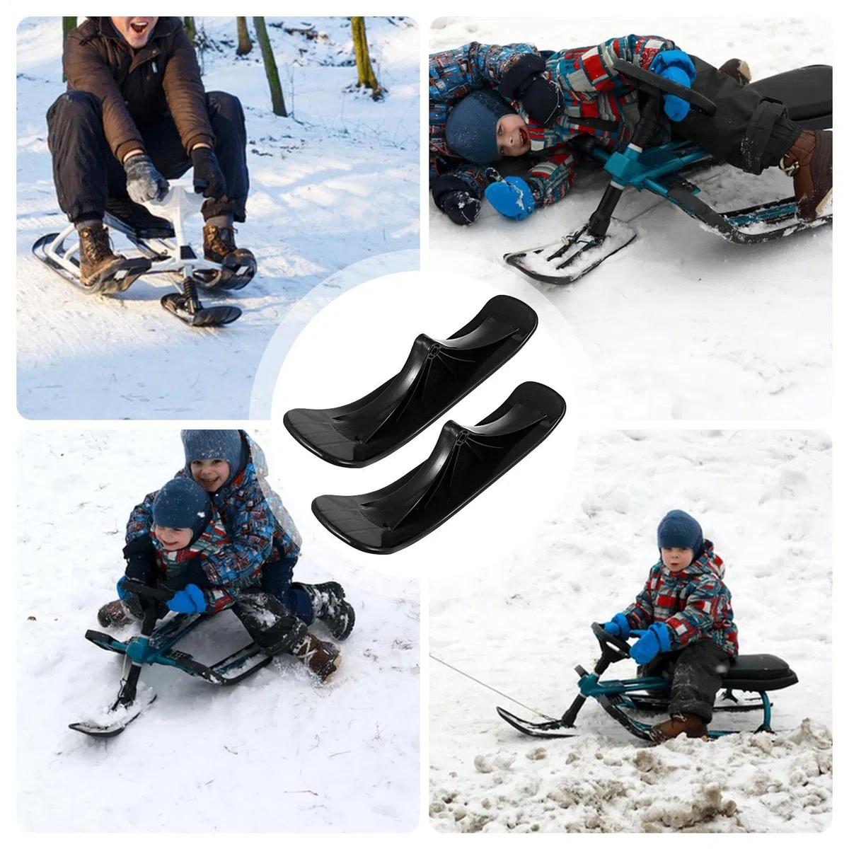 2X Scooter de Ski de Luge à Neige, Accessoires de Luge à Neige pour Vélo et Patin de Ski d'hiver pour, Kit de Conversion de Scooter de Sable Pliable pour Planche à roulettes Pièces de Rechange