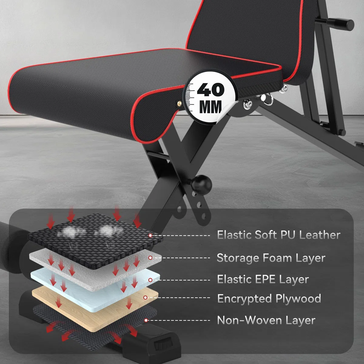 Dskeuzeew Banc de Musculation avec Sac de Protection, Banc Inclinable Réglable avec 8 Angles de Dossier & 4 Angles D'assise,Entraînement Corps Complet à la Maison & au Bureau