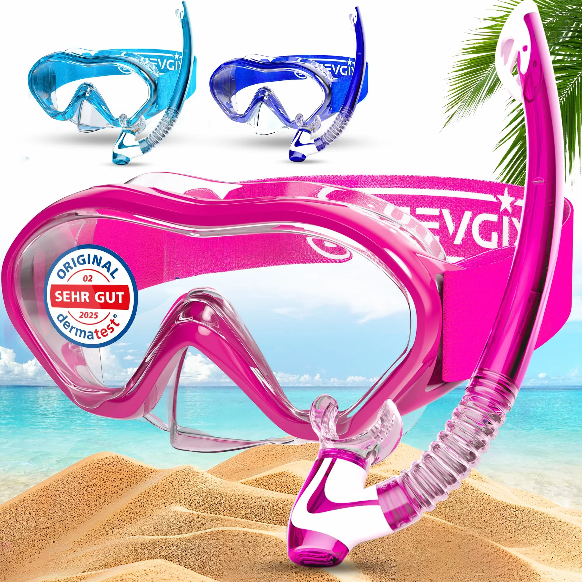 KIDVERSE Masque de plongée pour Enfants avec Tuba - Protection UV et revêtement Anti-buée - Étanche et Confortable pour Les garçons et Les Filles - Qualité certifiée