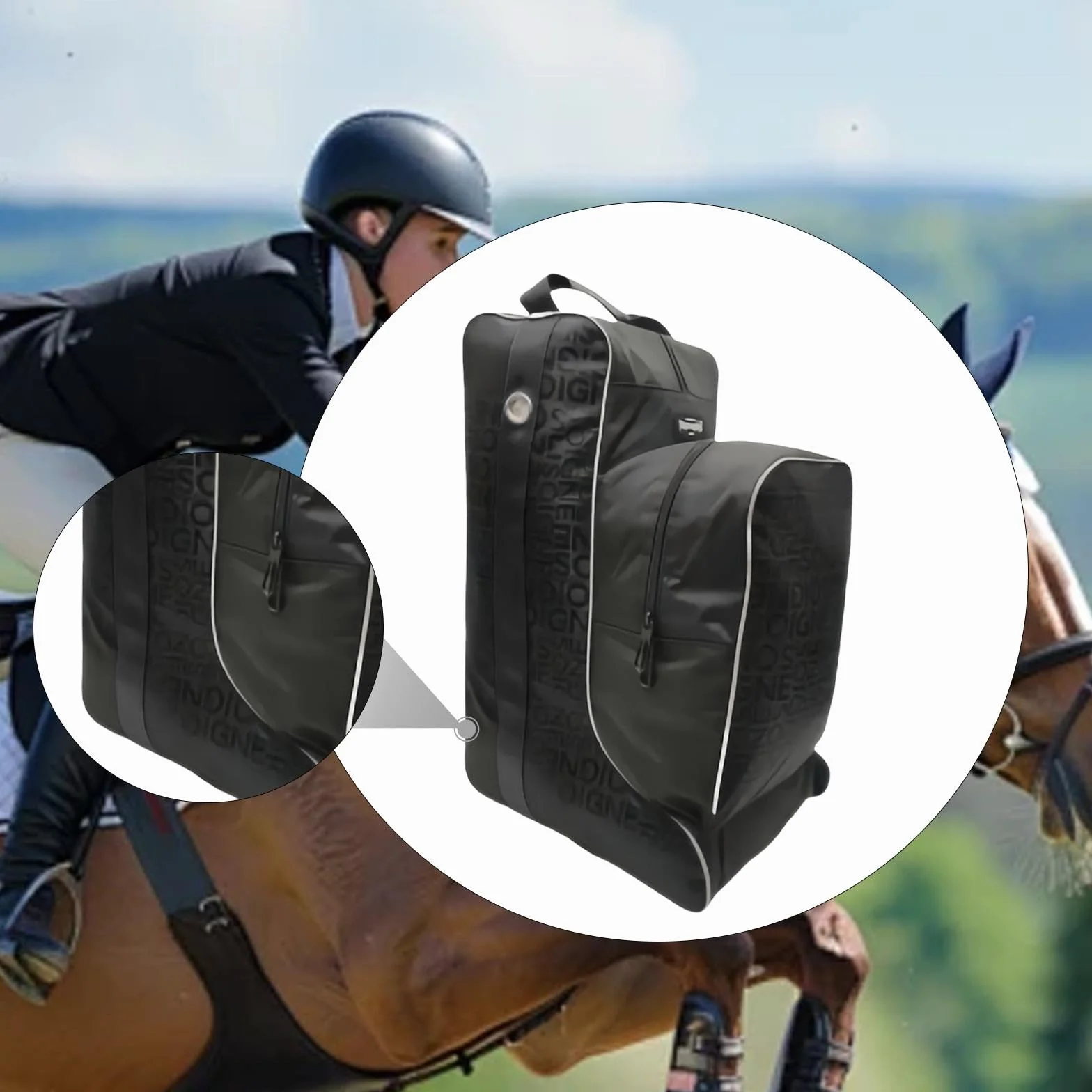 Homyl Sac à Bottes d'équitation, Sac à Bottes Haut,Sac d'équitation pour Bottes, Portable en Tissu Oxford pour Bottes d'équitation, Sac de Rangement pour Bottes, pour Sport, Compétition, équitation