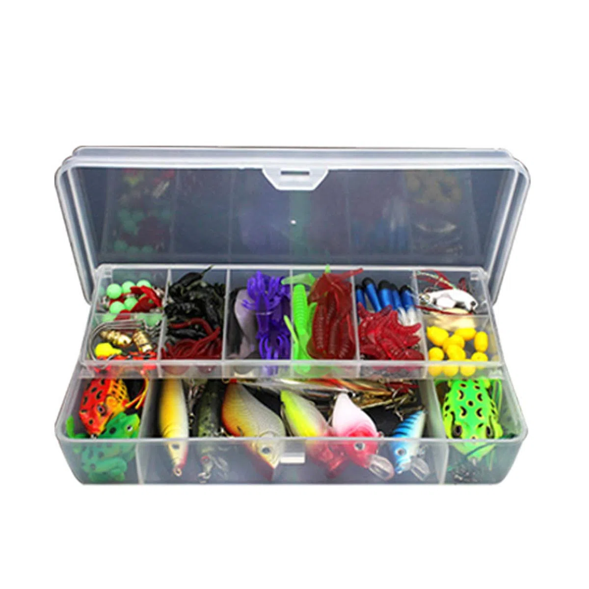 Leurres de pêche Kit avec Boîte à Outils Portable, RoseFlower 141 Pièces Flottante Set Appât de Pêche Hameçons Basse Accessoires Avec Spinnerbaits, Plastique vers, Minnow, Grenouille Appât - Baits Kit