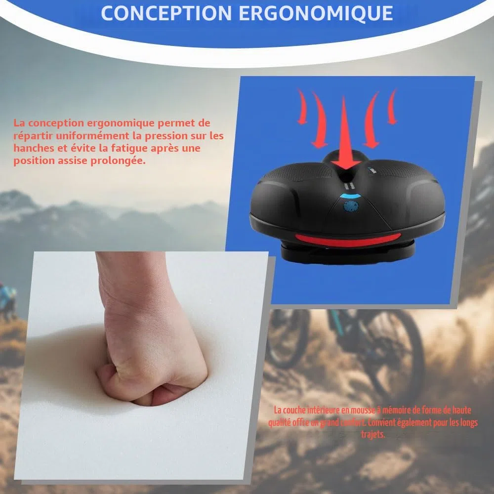 Selle de vélo Confortable et Ergonomique en Gel pour Homme et Femme
