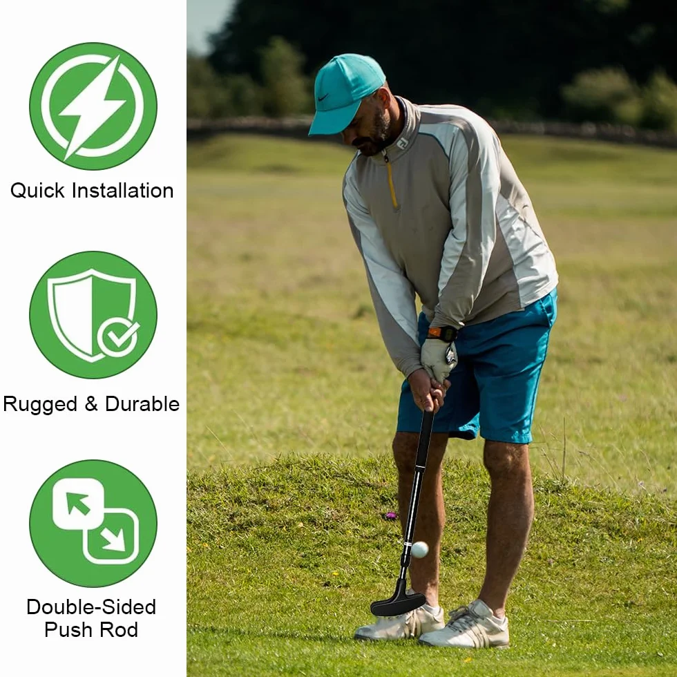Putter de golf réglable, 1 putter de golf avec 4 balles et 1 trou pour drapeau, ambidextre pour droitiers et gauchers, mini golf pour la maison, idéal pour les adolescents et les adultes