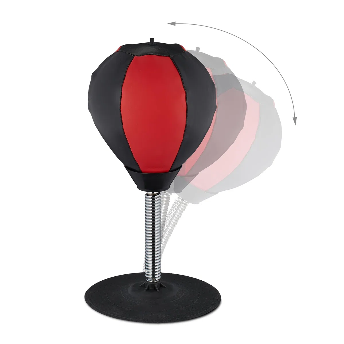 Relaxdays Punching-Ball de Table, Mini Sac de Frappe pour Le Bureau, soulager Le Stress, Ballon Poire Boxe, Noir/Rouge